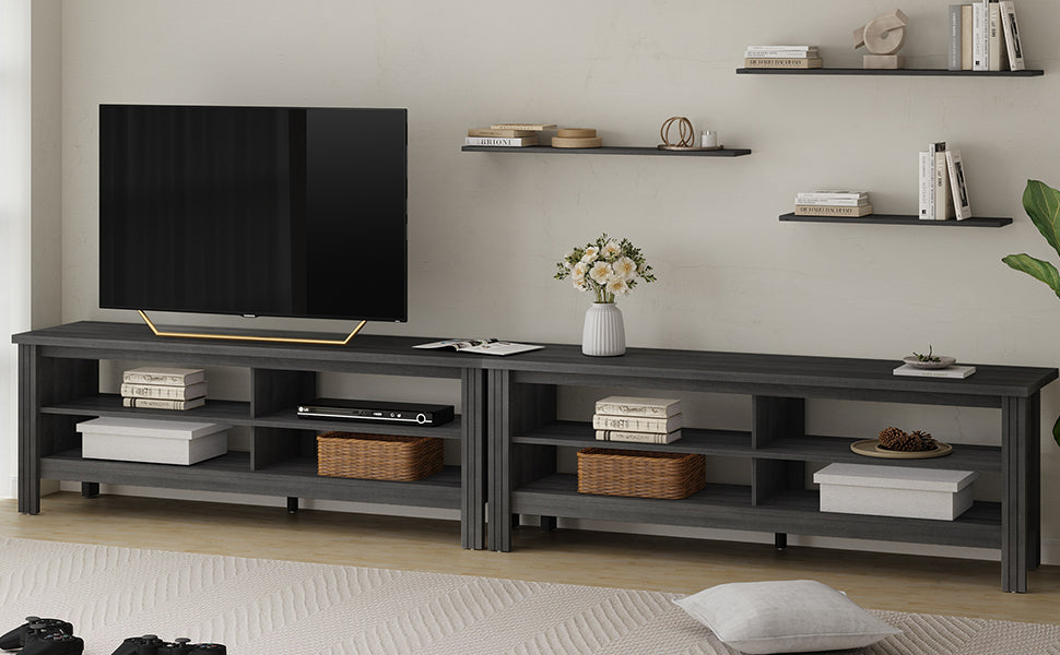 WAMPAT 118" TV Stand for 80 85 90 100 Inch TV, Entertainment Center for Living Room Bedroom, Black