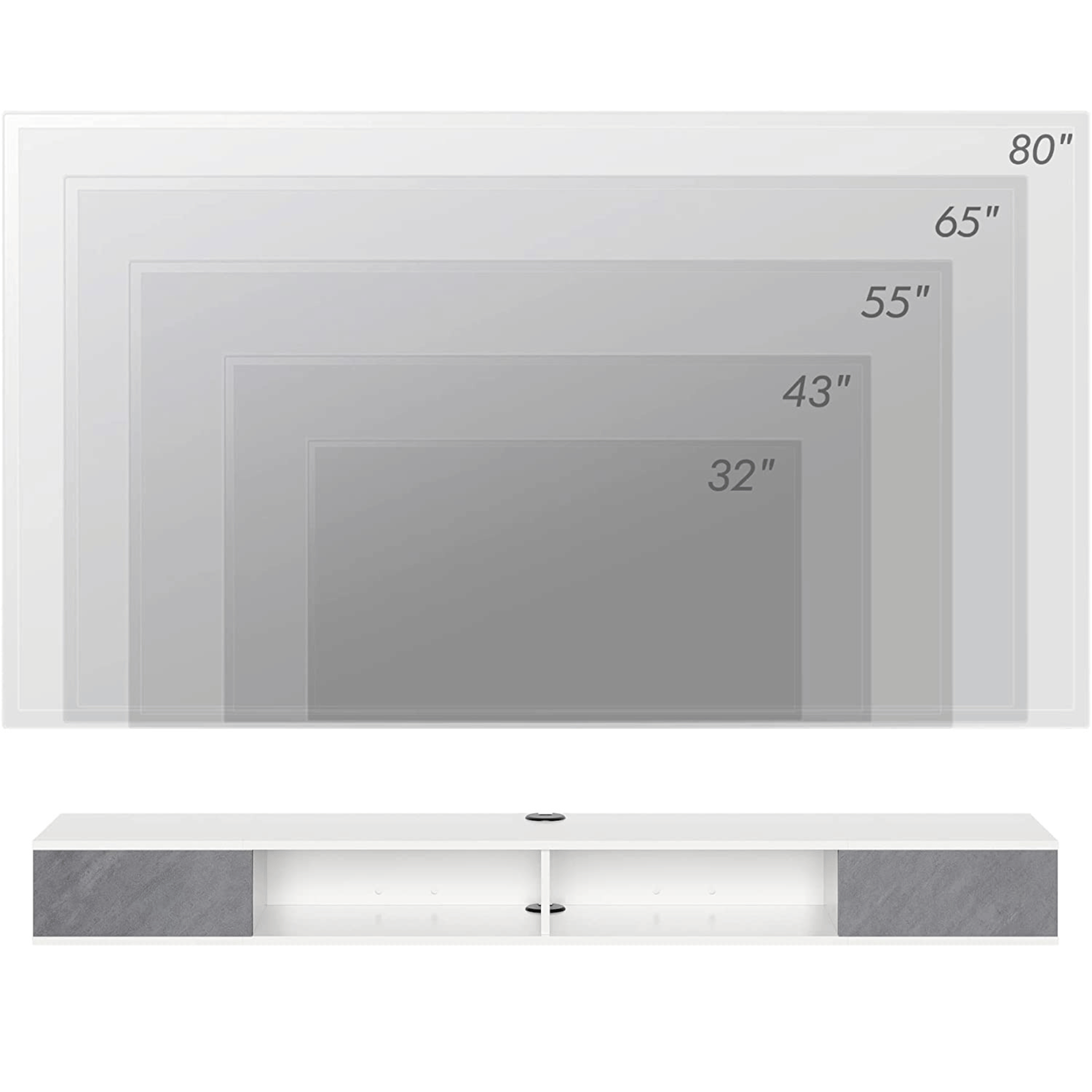 WAMPAT Floating 70" TV Stand with LED Lights for 65/70/75 inch TVs, Wall Mounted Shelf Under TV Cabinet