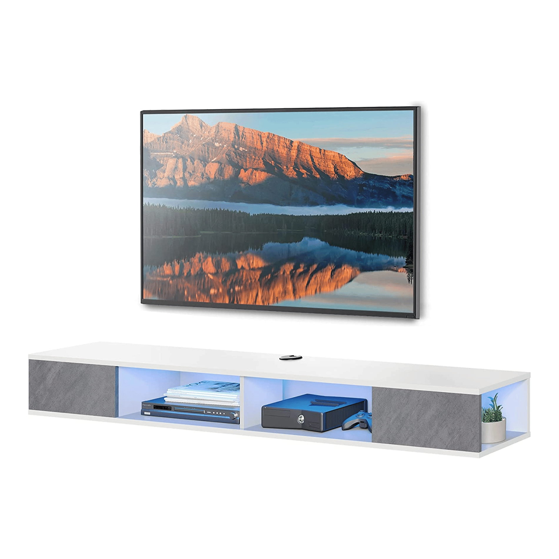 WAMPAT Floating 70" TV Stand with LED Lights for 65/70/75 inch TVs, Wall Mounted Shelf Under TV Cabinet