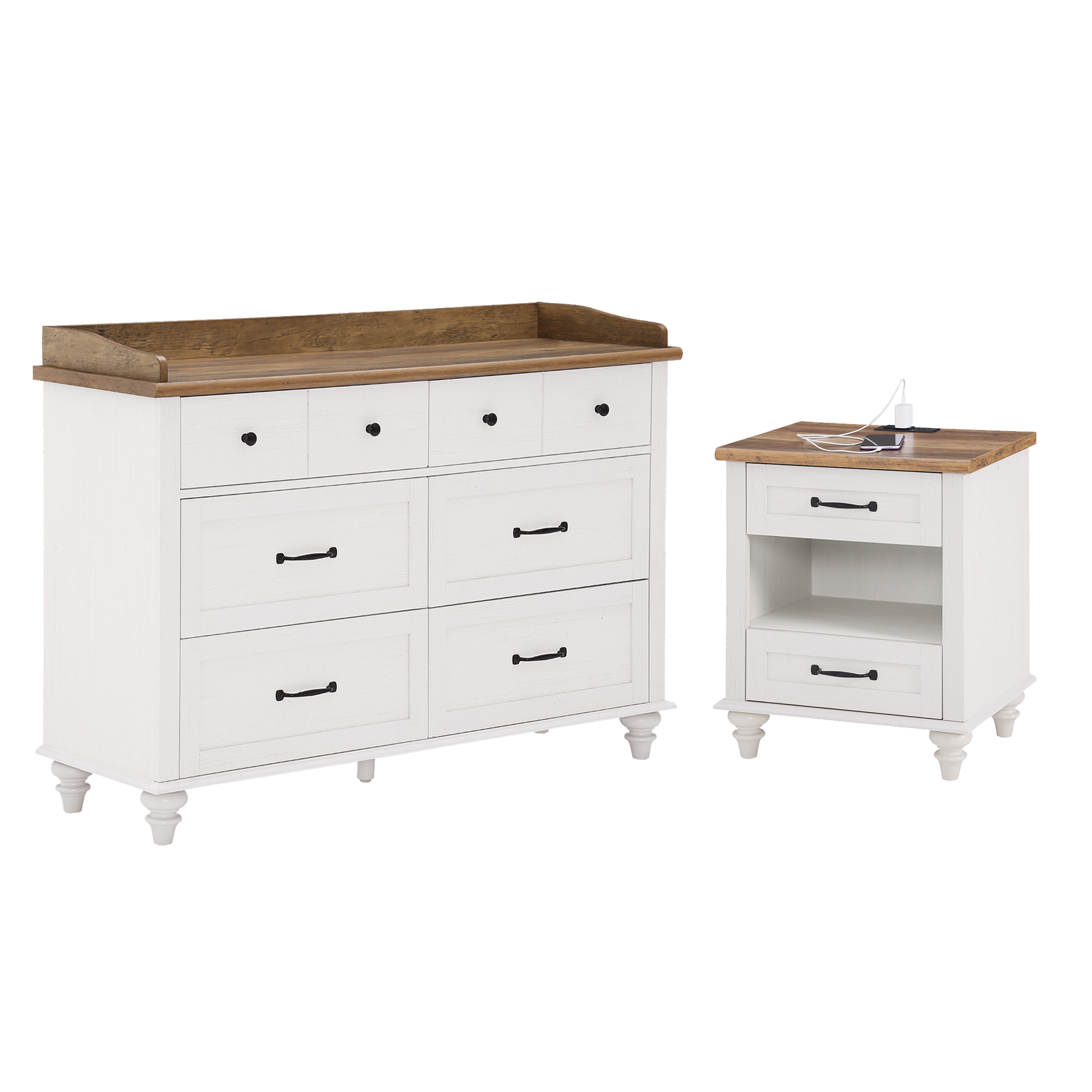 WAMPAT 47" Baby Dresser for Nursery with 6 Drawers, Changing Table for Baby, White