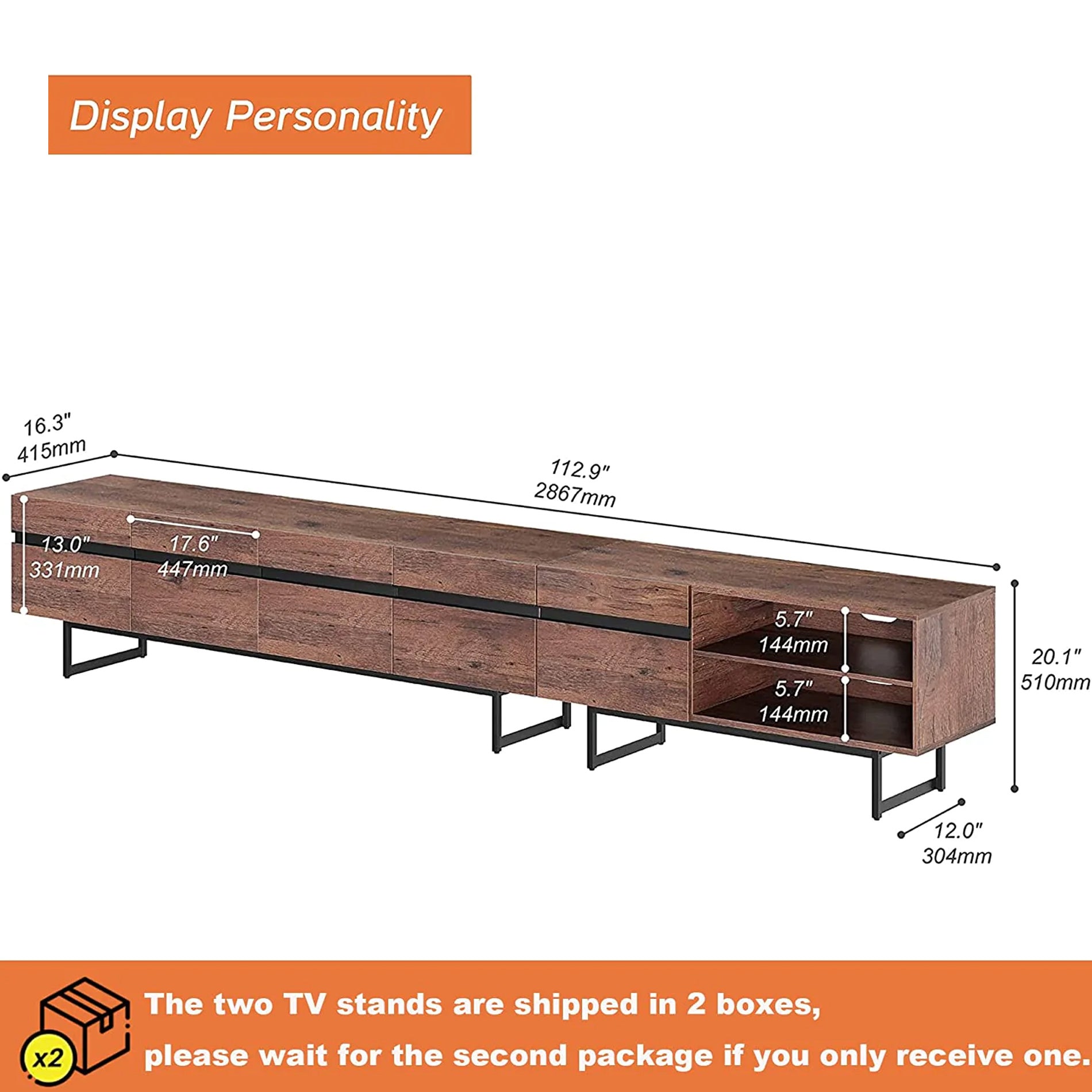 WAMPAT Modern TV Stand for up to 100 inch 2 in 1 Entertainment Center TV Console with Storage Cabinets Media Console for Living Room