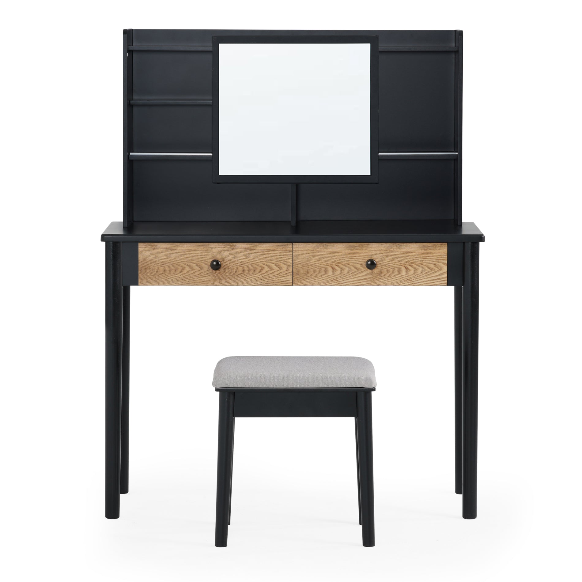 WAMPAT 40" Makeup Vanity Set with Sliding Mirror & Padded Stool for Women Teenage Girls, Black