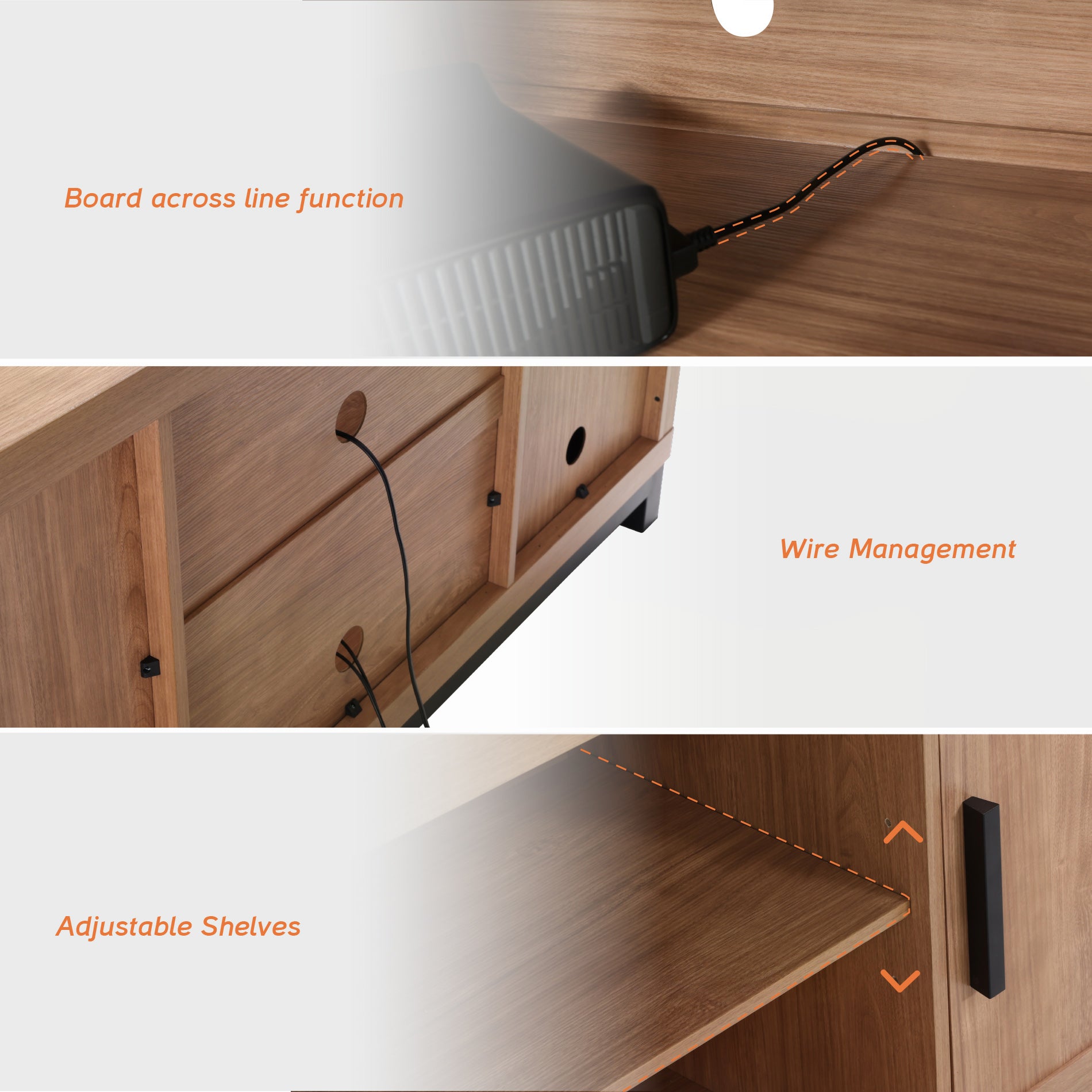 WAMPAT 58" Modern Farmhouse Barn Door TV Stand for 32-65 Inch TV, Mongo