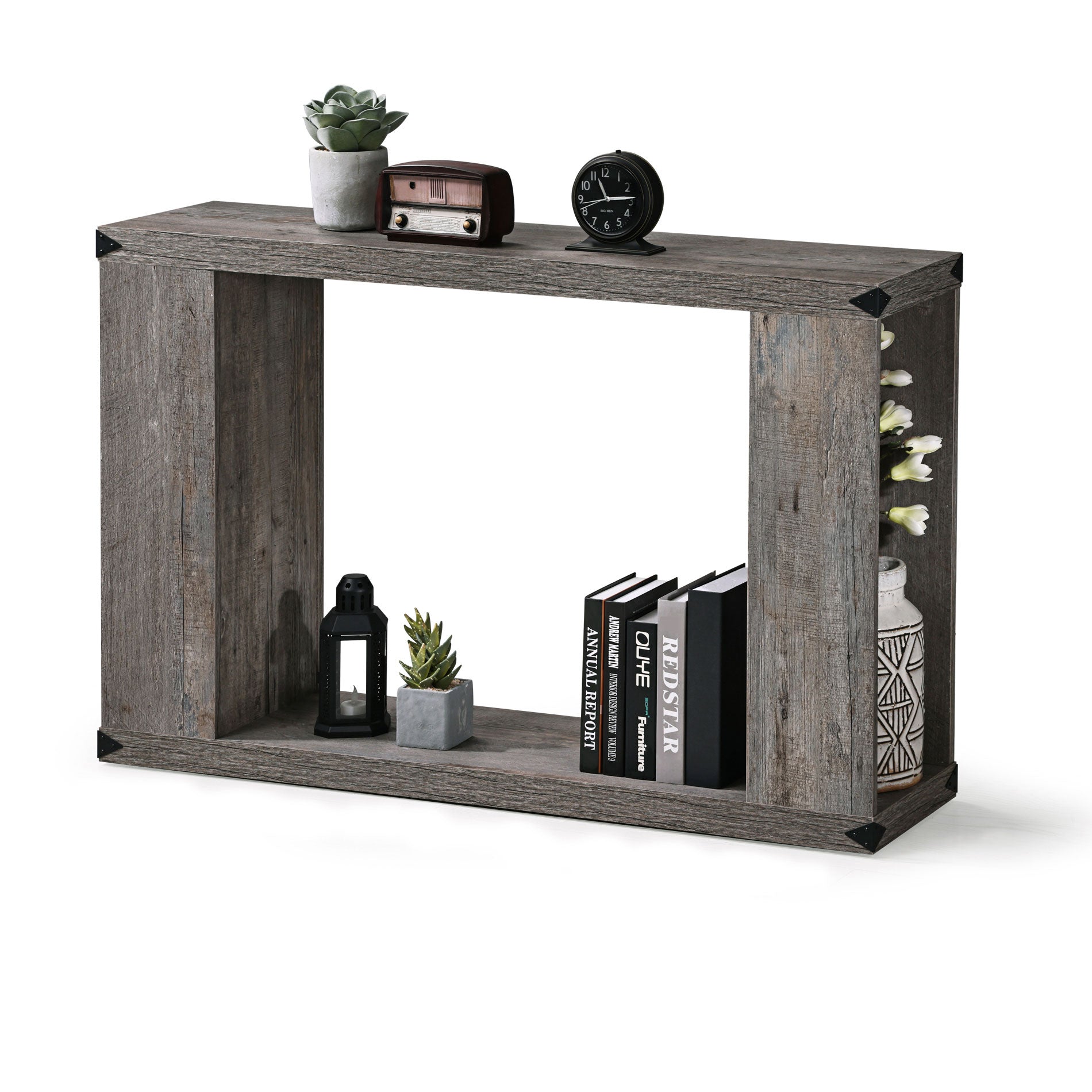 WAMPAT 46" Farmhouse Console Table Narrow Wood Extra Long Accent Entry Table for Hallway, Vintage Grey