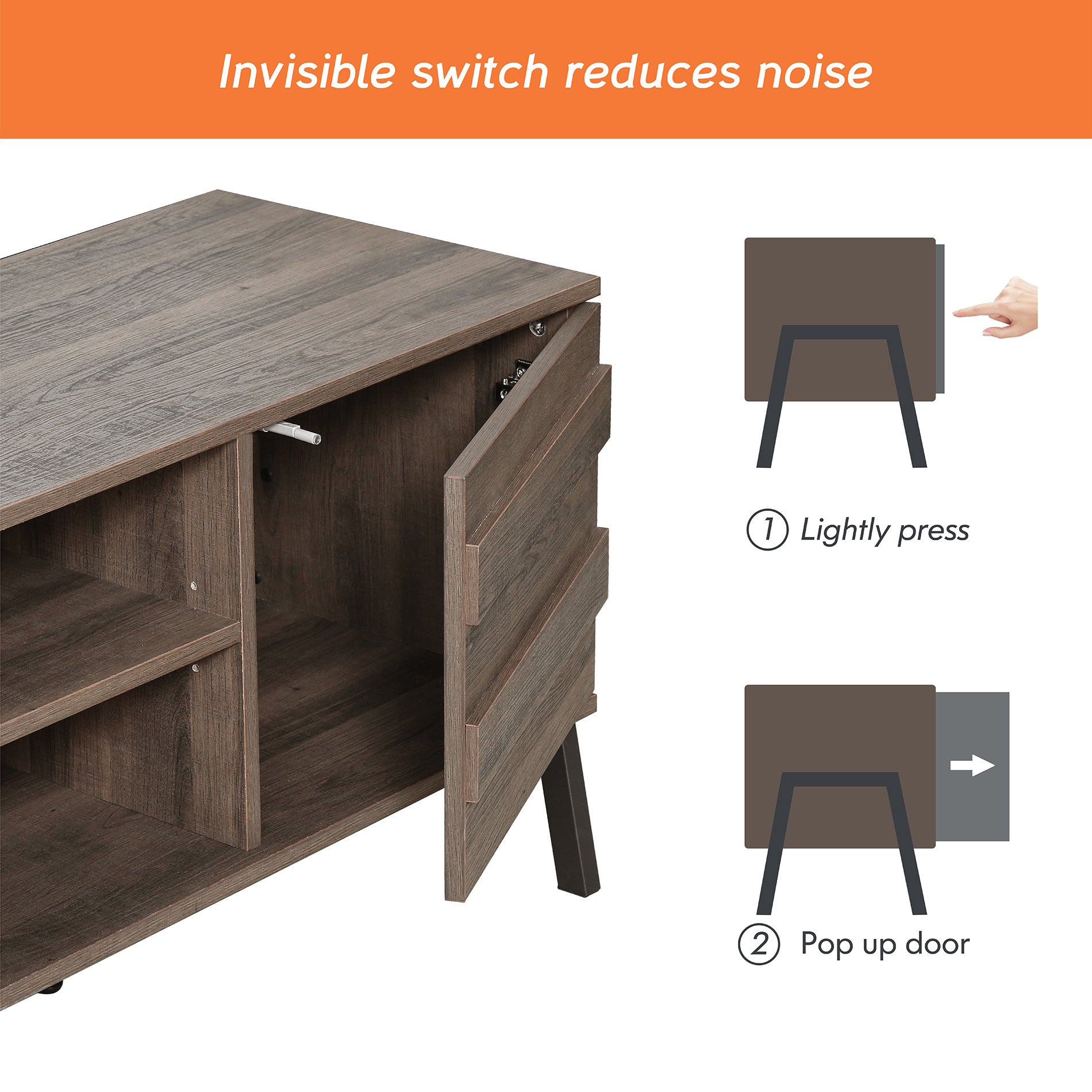 WAMPAT 43" Mid-Century Modern Wooden TV Stand for 32-50 Inch TV, Light Brown