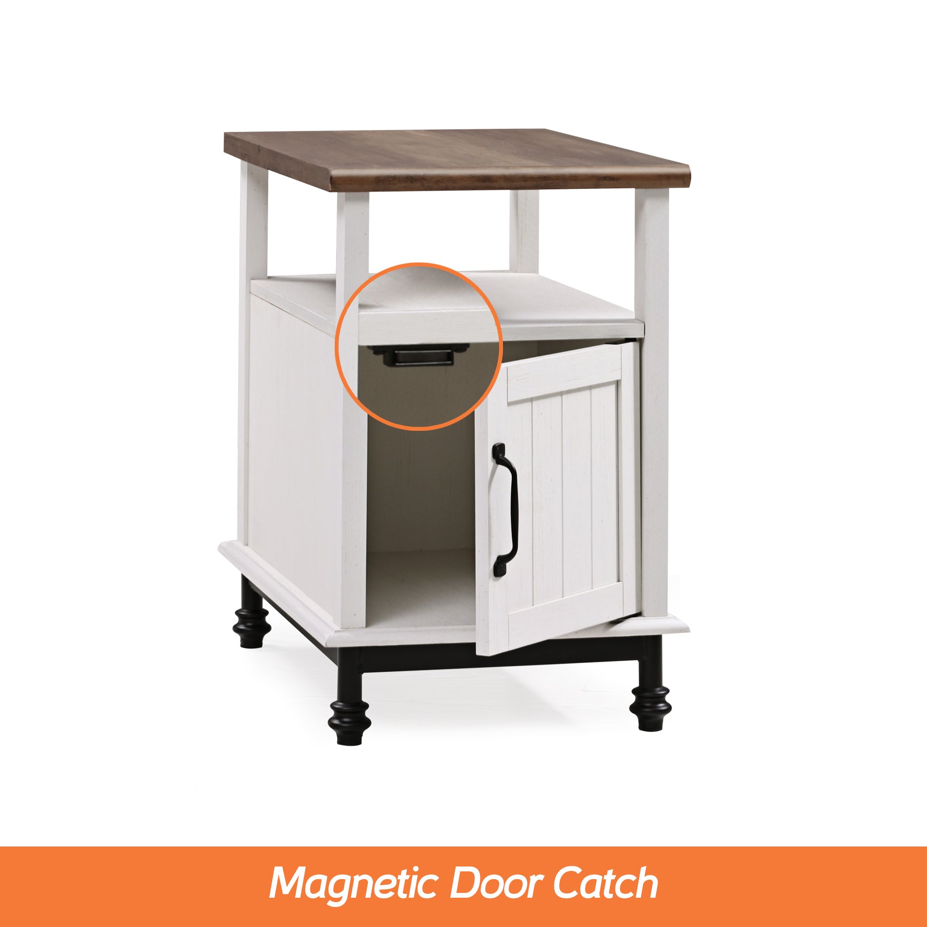 WAMPAT 24" Farmhouse Nightstand, Premium Wood Accent End Side Table, White