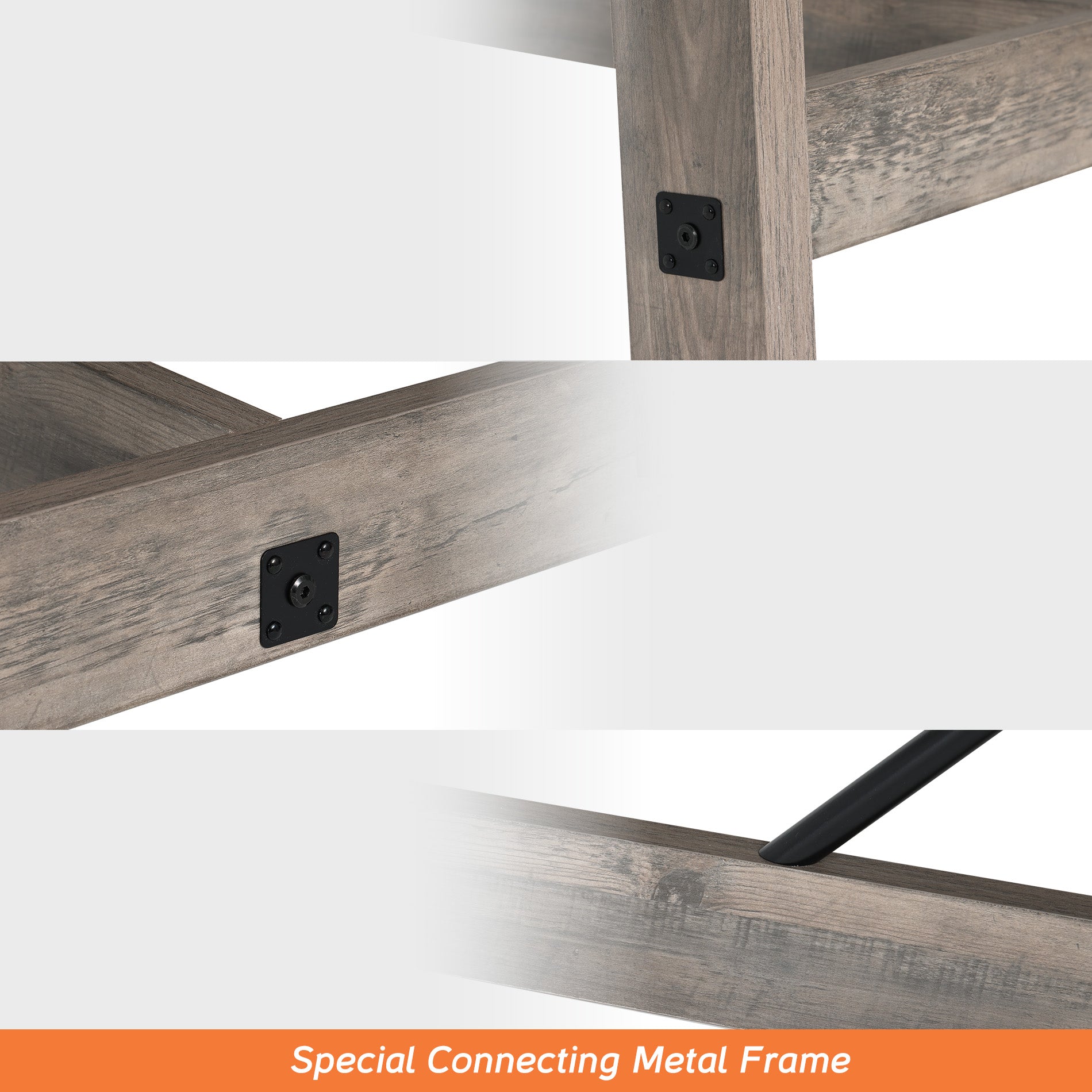 WAMPAT 67.7" 6 Person Modern Wood Dining Room Table, Rustic Grey