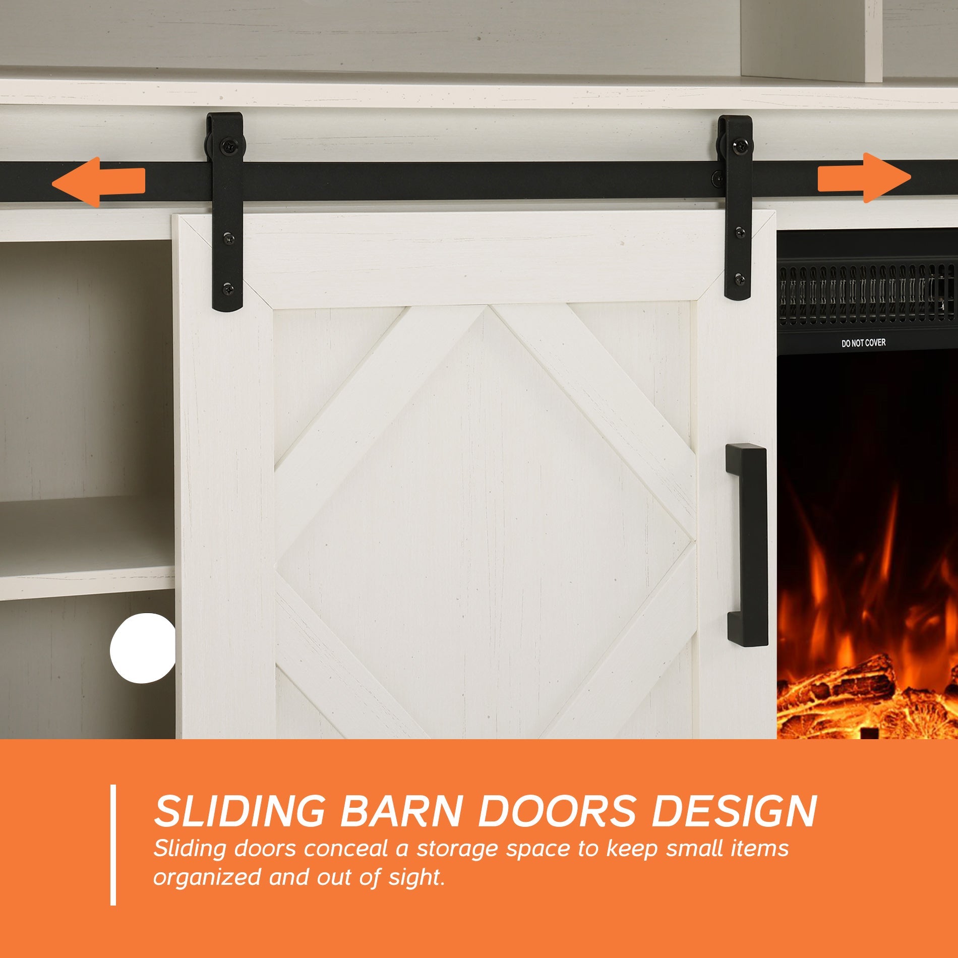 WAMPAT 60" TV Stand for TVs Up to 65 Inch, Farmhouse Wood Entertainment Center without Electric Fireplace, White