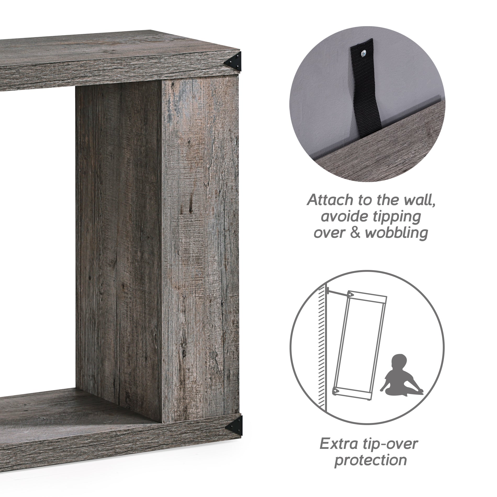 WAMPAT 46" Farmhouse Console Table Narrow Wood Extra Long Accent Entry Table for Hallway, Vintage Grey