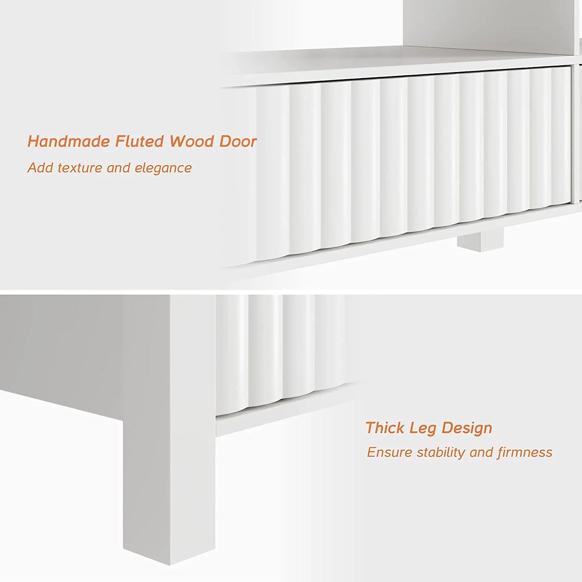 WAMPAT LED TV Stand for TVs up to 85 Inch, Modern Entertainment Center TV Console Table with 8 Cubby Storage for Living Room, White