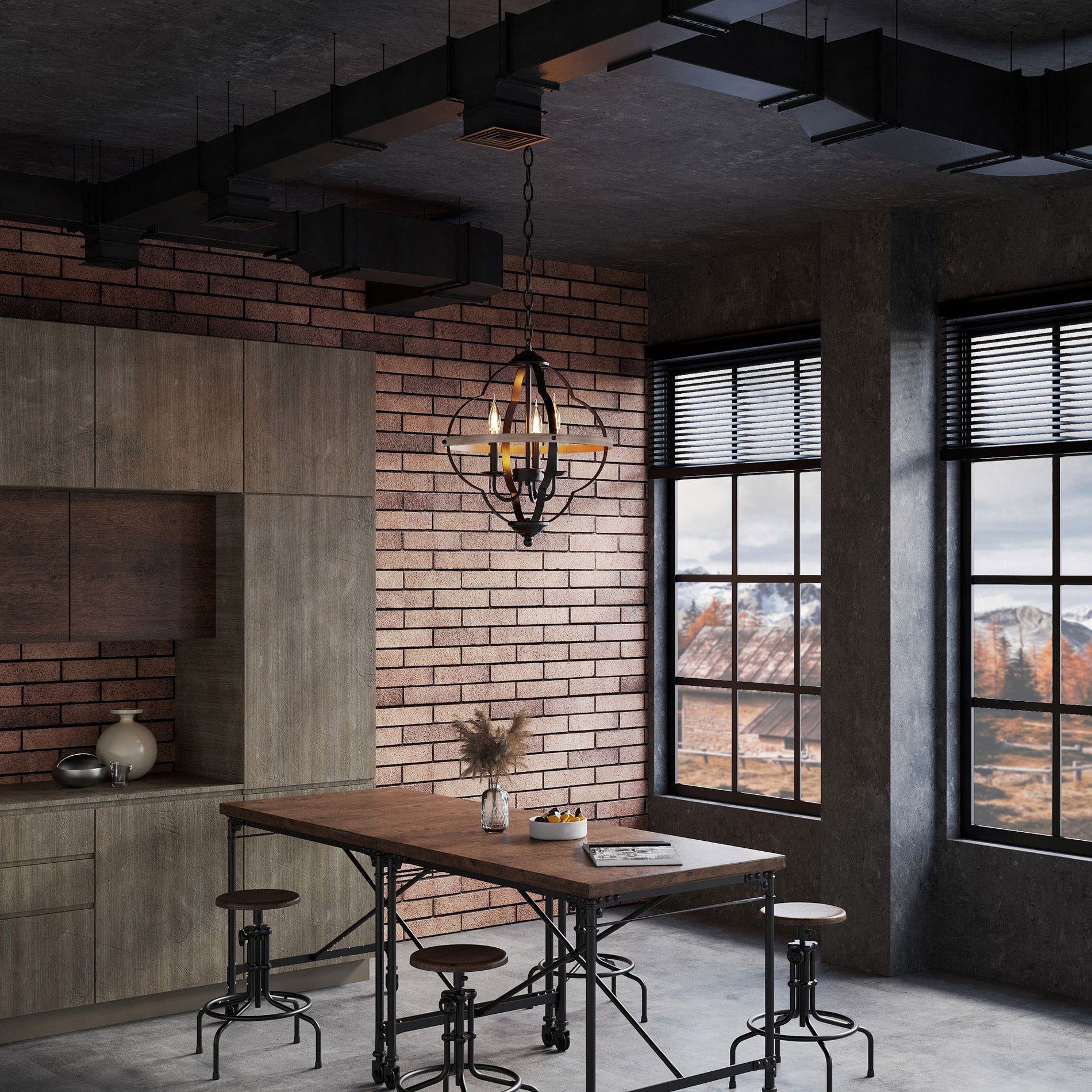 WAMPAT 3-Light Farmhouse Metal Chandelier, Rustic Vintage Chandelier, Foyer Light with Adjustable Height