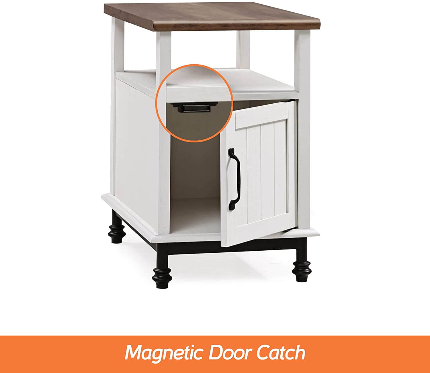 WAMPAT 24" Farmhouse Nightstand, Premium Wood Accent End Side Table, White