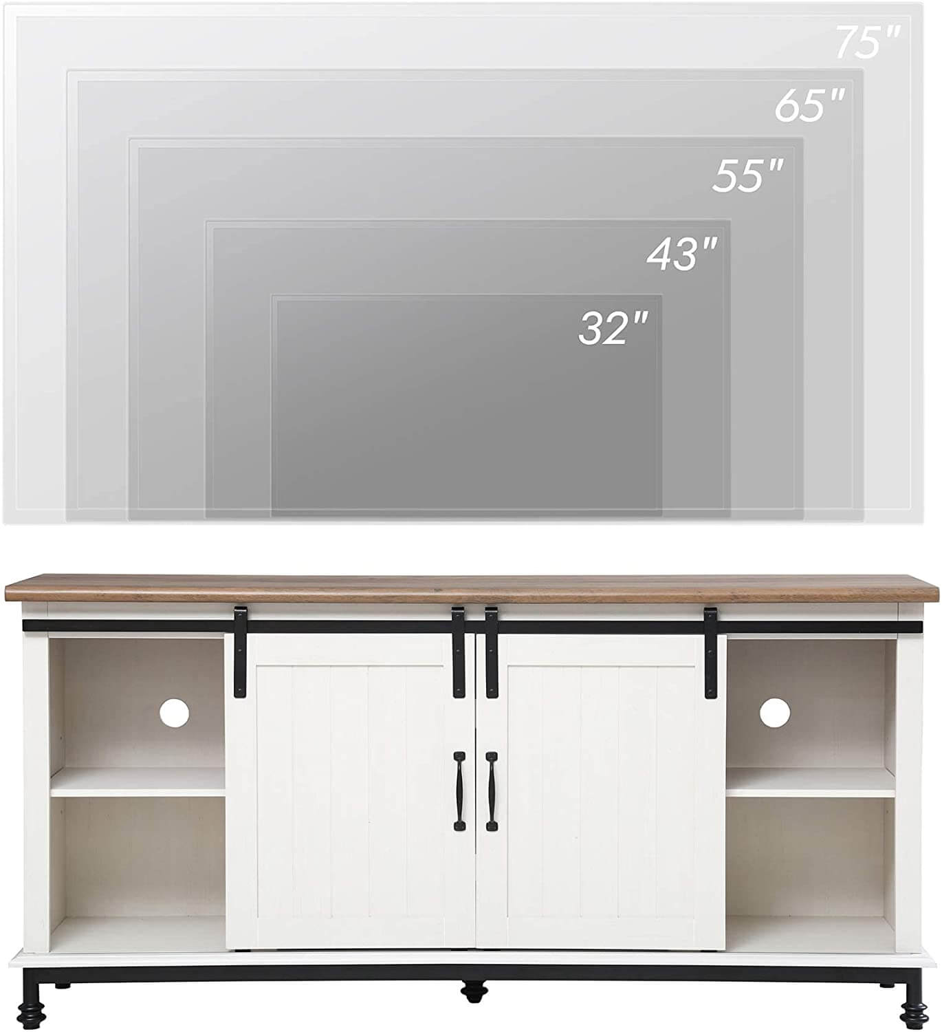 WAMPAT 58” Farmhouse TV Stand for TVs Up to 65 Inch, White
