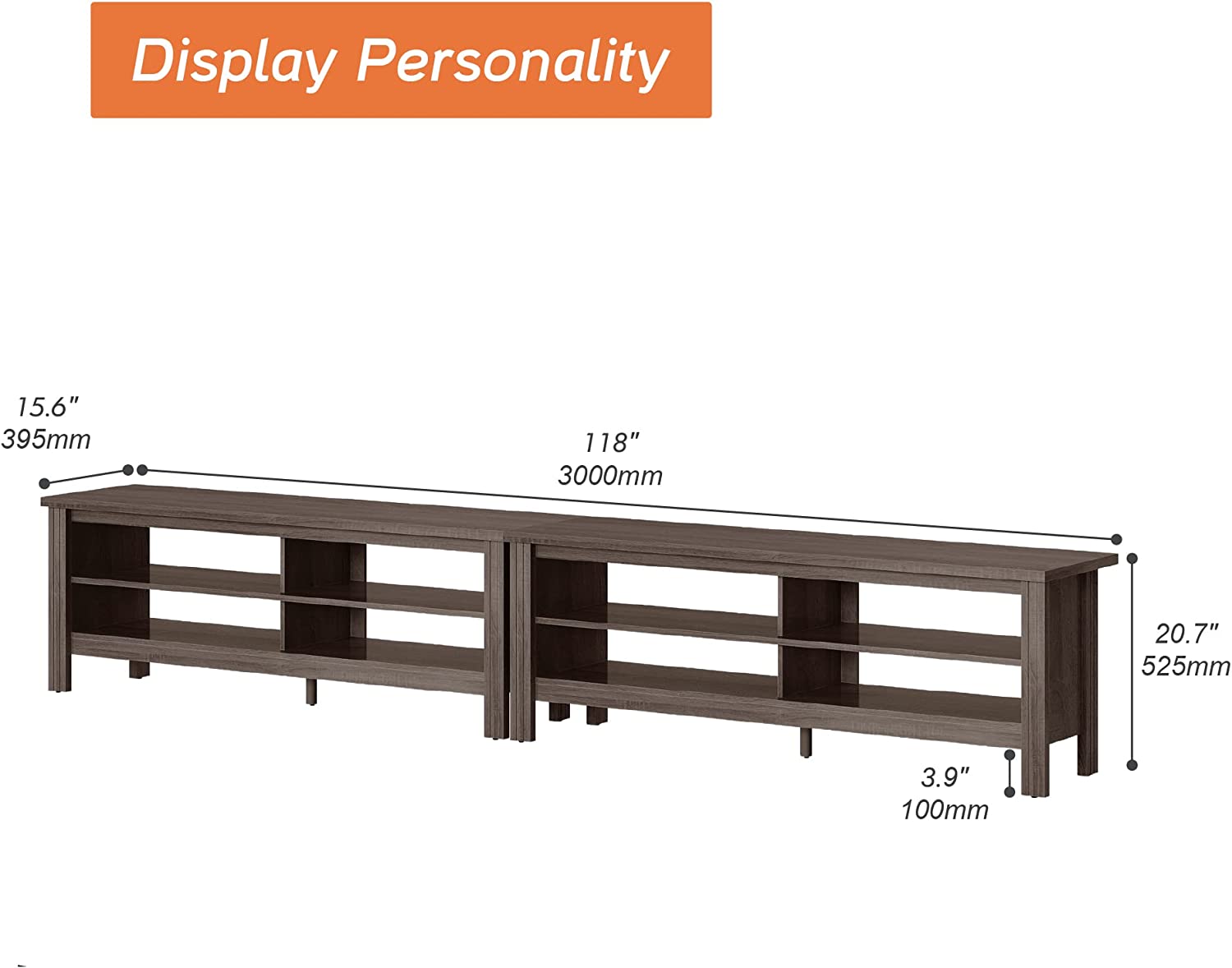 WAMPAT 118" TV Stand for 80 85 90 100 Inch TV, Entertainment Center for Living Room Bedroom, Espresso