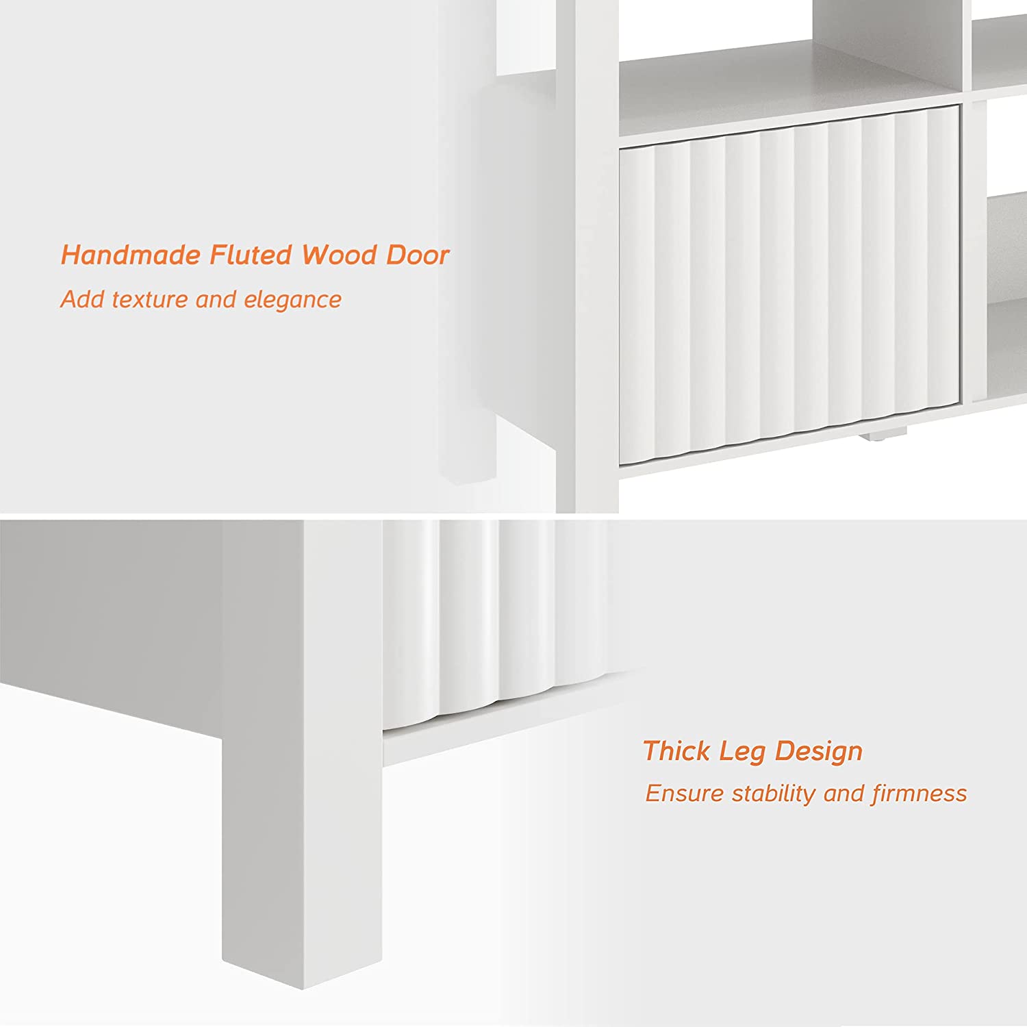 WAMPAT 70" LED TV Stand for TVs up to 75 Inch, Entertainment Center with 6 Cubby for Living Room Bedroom, White