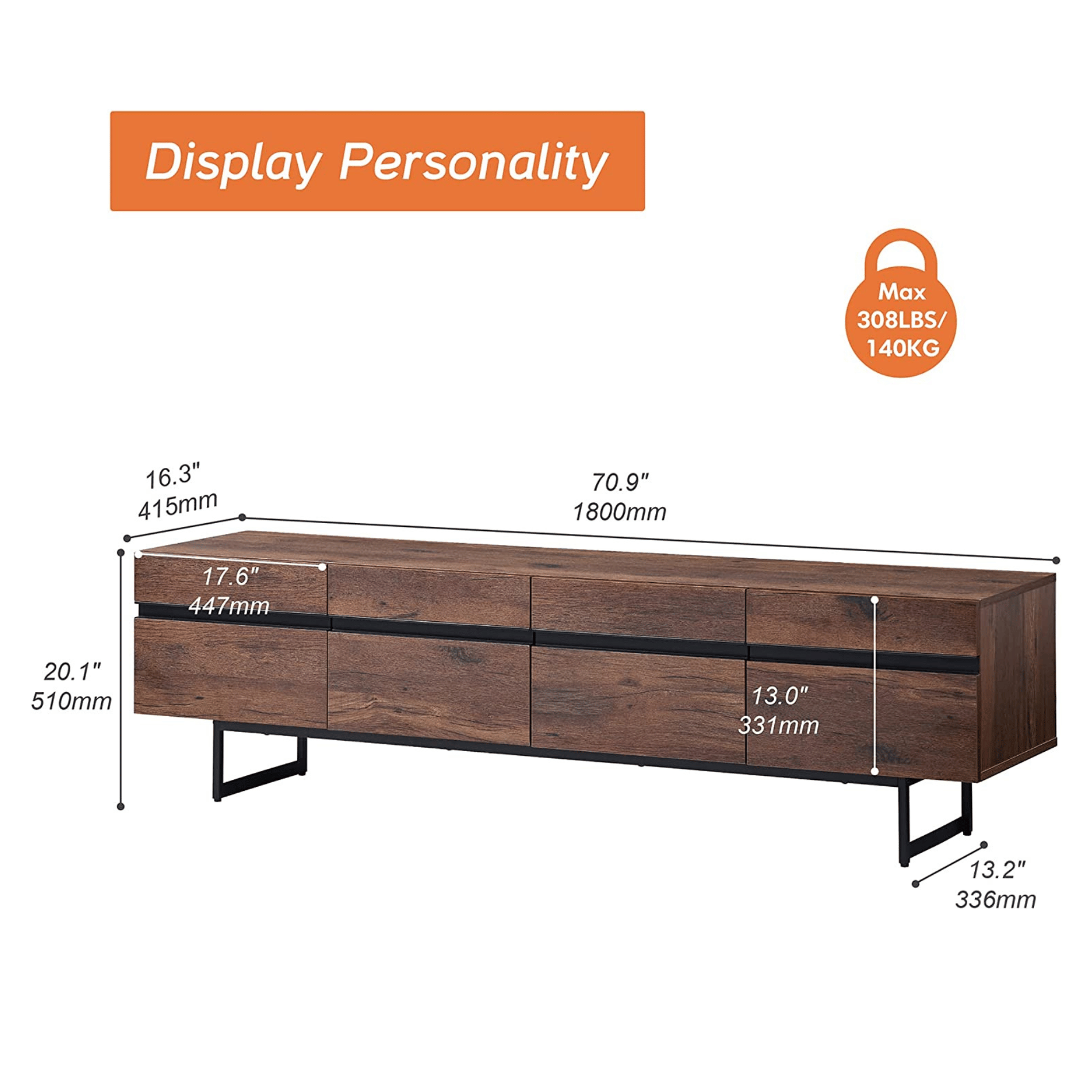 WAMPAT Modern TV Stand for up to 100 inch 2 in 1 Entertainment Center TV Console with Storage Cabinets Media Console for Living Room
