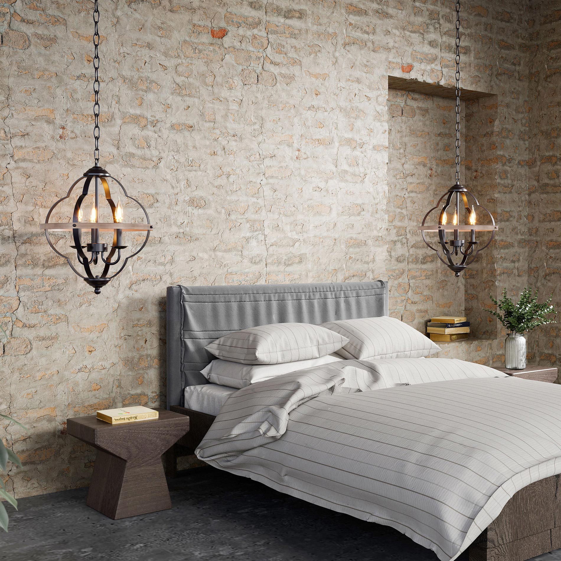 WAMPAT 3-Light Farmhouse Metal Chandelier, Rustic Vintage Chandelier, Foyer Light with Adjustable Height