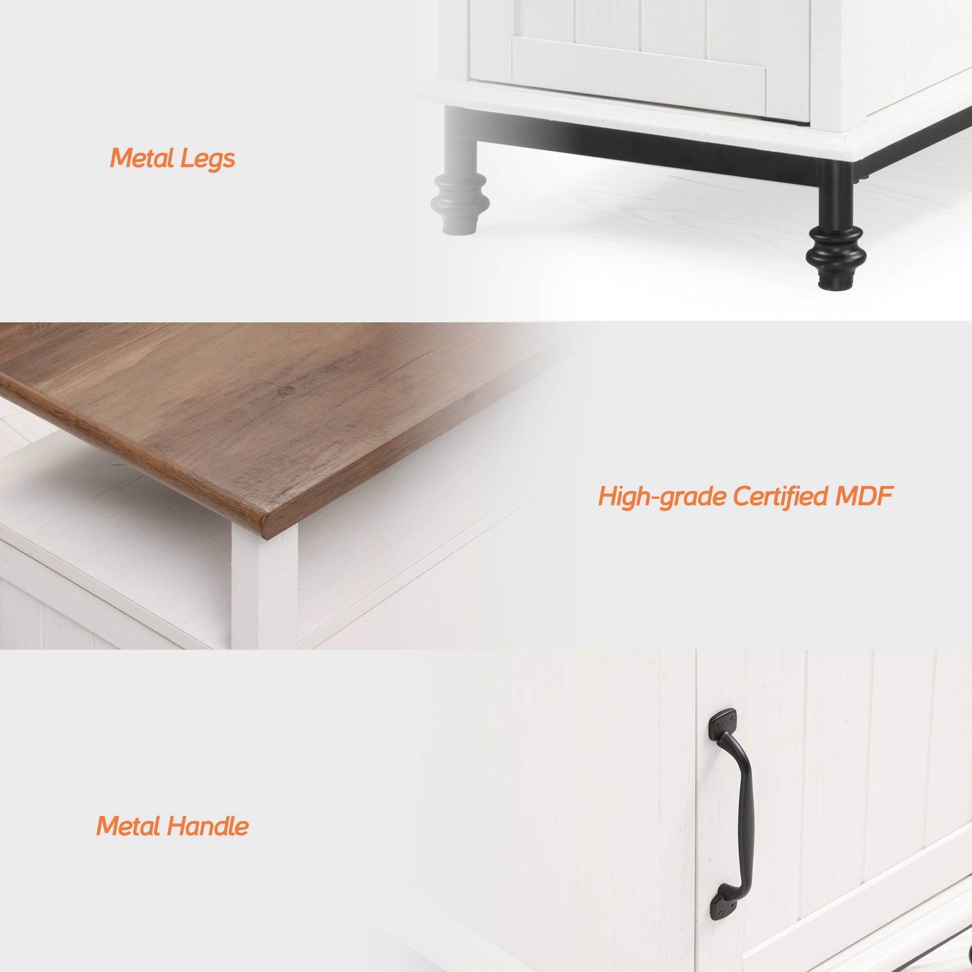 WAMPAT 24" Farmhouse Nightstand, Premium Wood Accent End Side Table, White