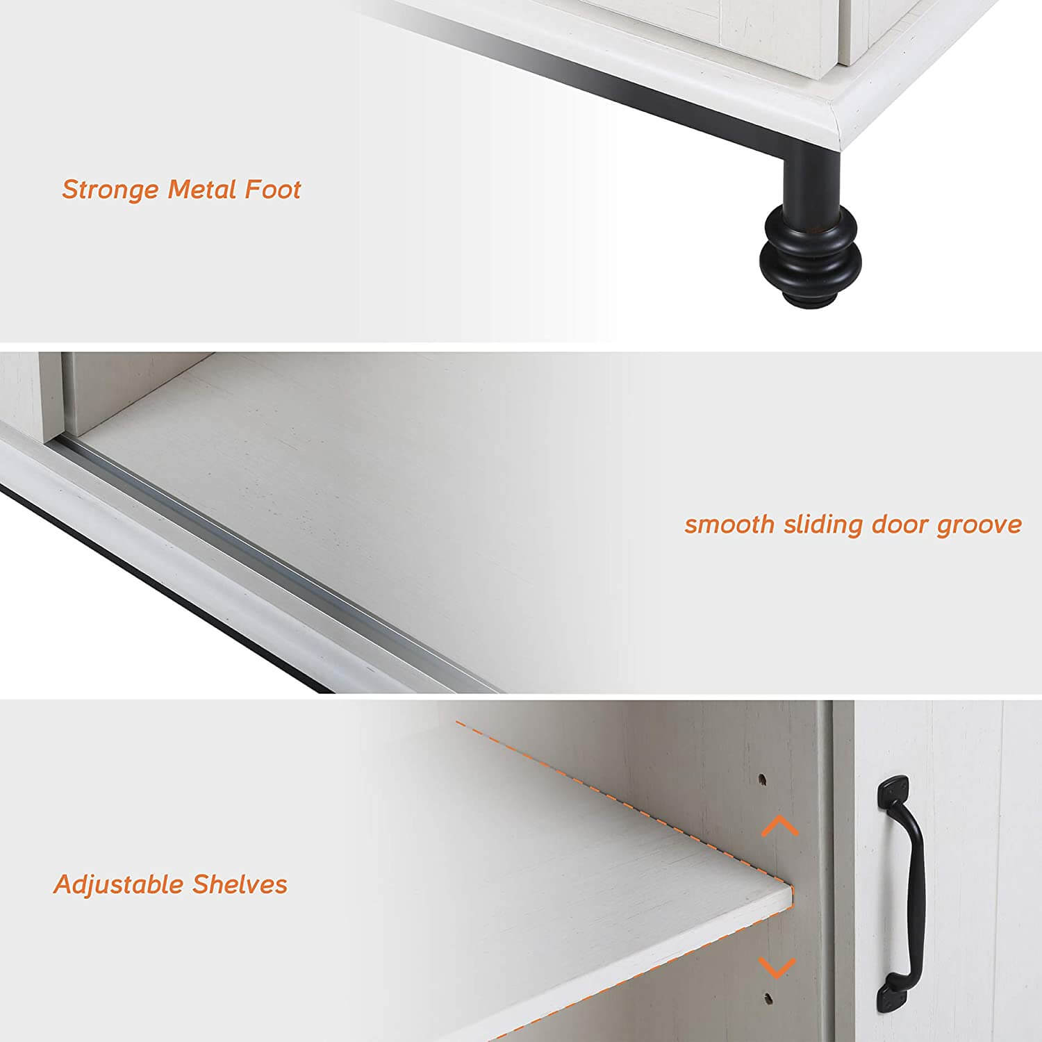 WAMPAT 35" Rustic Farmhouse Sliding Barn Door Accent Cabinet, White