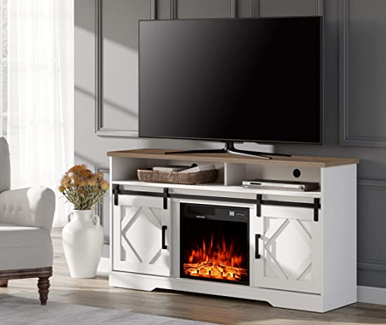 WAMPAT 59" Electric Fireplace TV Stand for TVs Up to 65 Inch, White