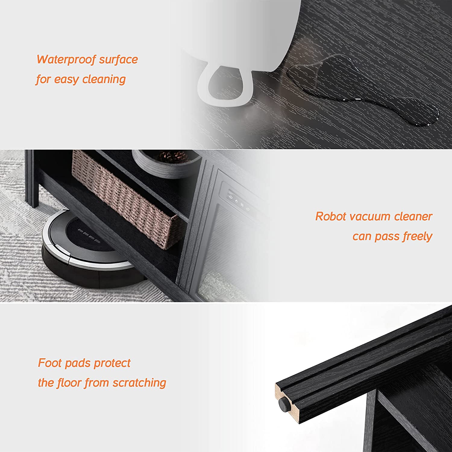 WAMPAT 70" LED TV Stand for TVs up to 80 Inches, Black Entertainment Center for 75 Inch TV