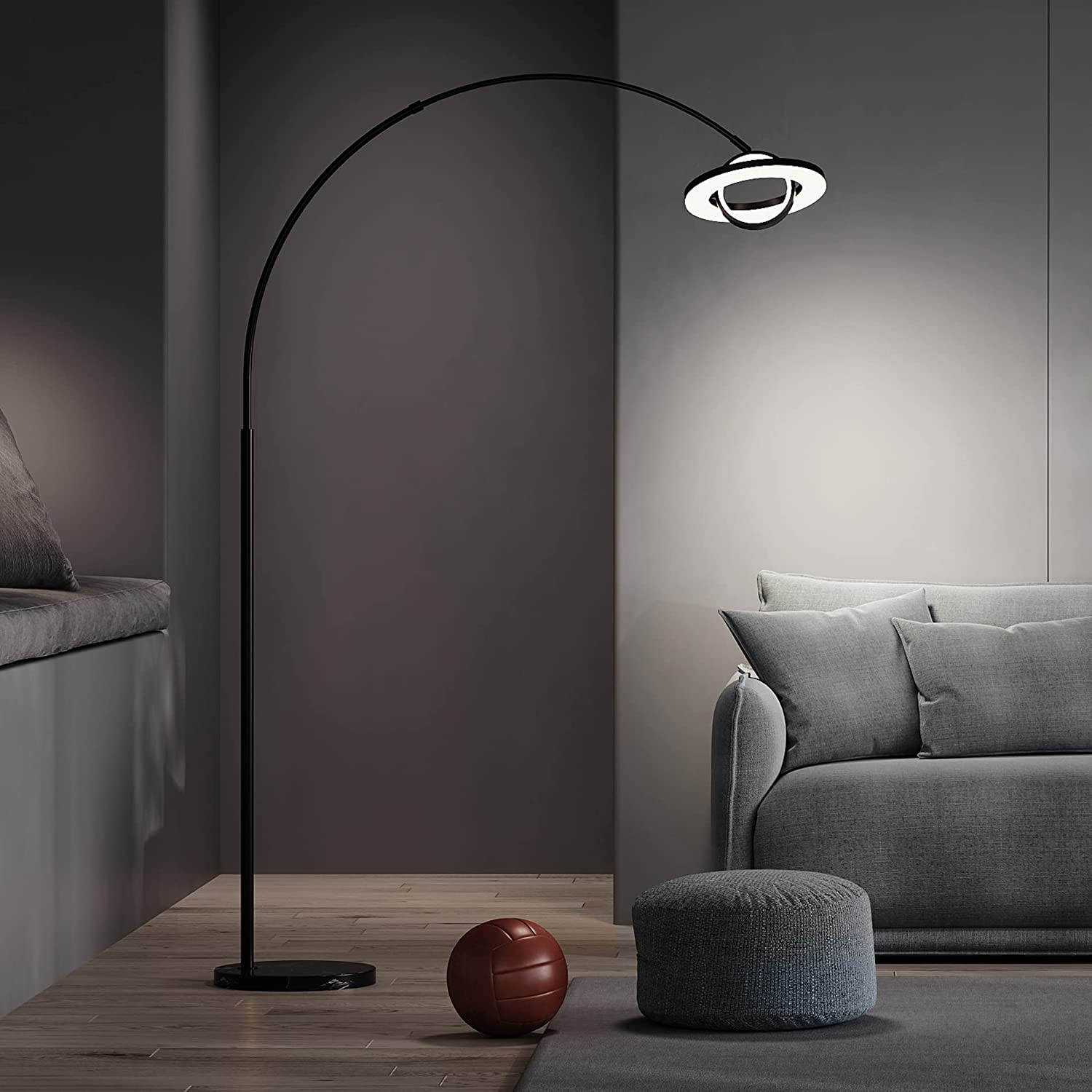 WAMPAT Arc Floor Lamp, 30W/3000LM LED Modern Night Bright Lamps,Tall Standing Light for Bedroom,Living Room
