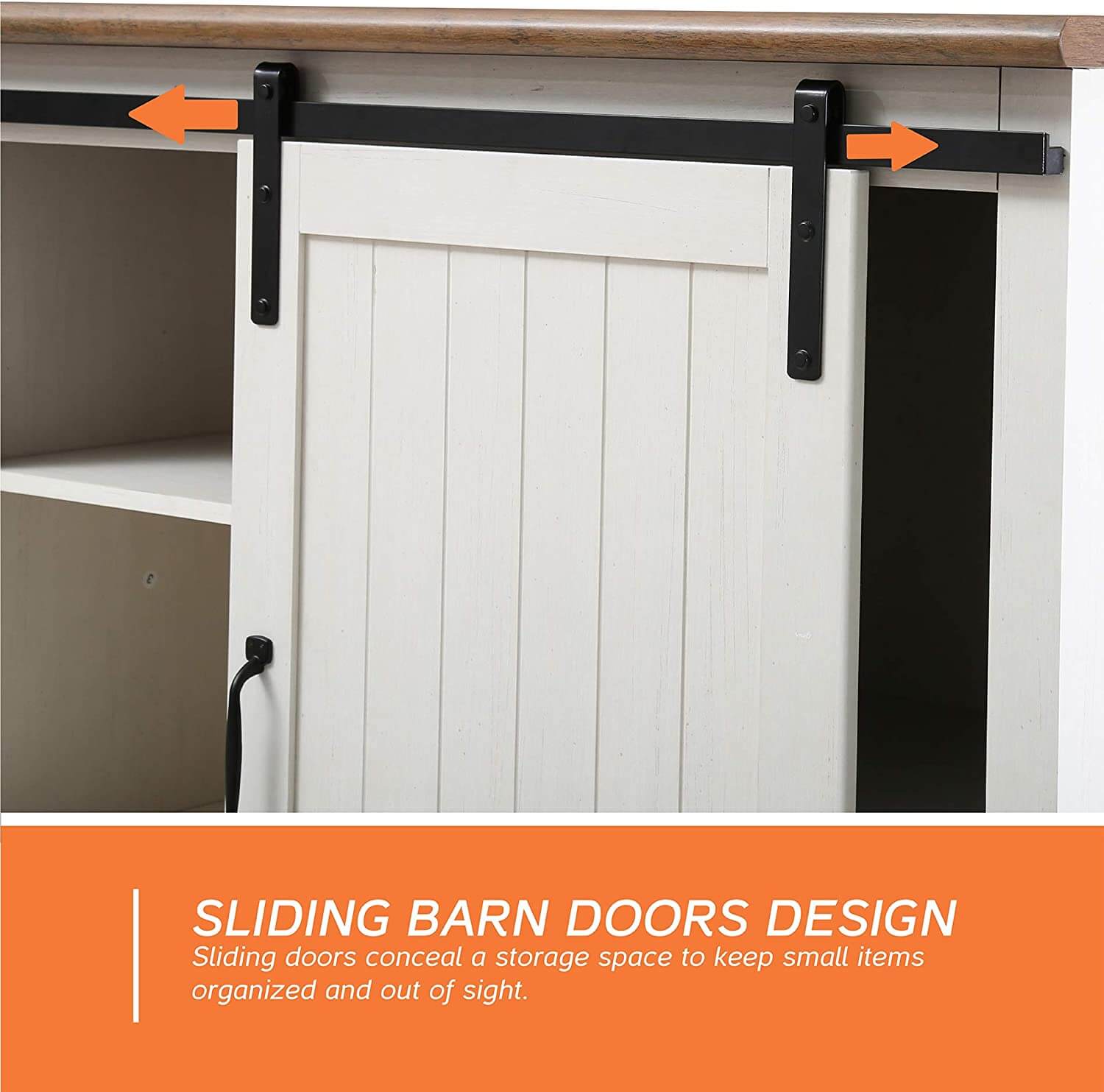 WAMPAT 35" Rustic Farmhouse Sliding Barn Door Accent Cabinet, White