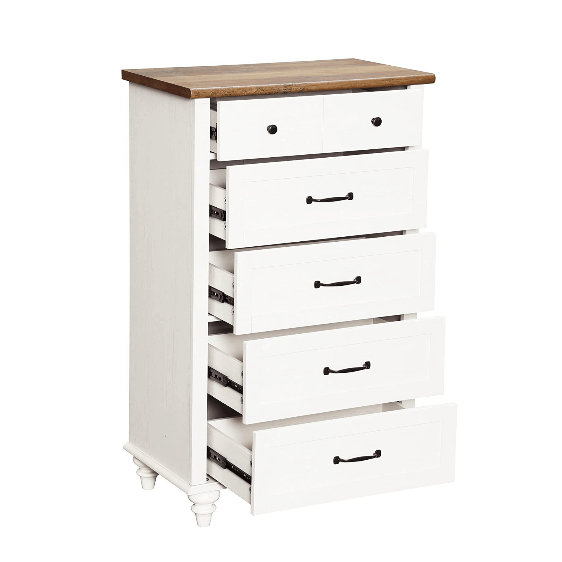 WAMPAT 27" Small Dresser for Bedroom with 5 Drawers, Tall Kids Dressers for Small Space, White