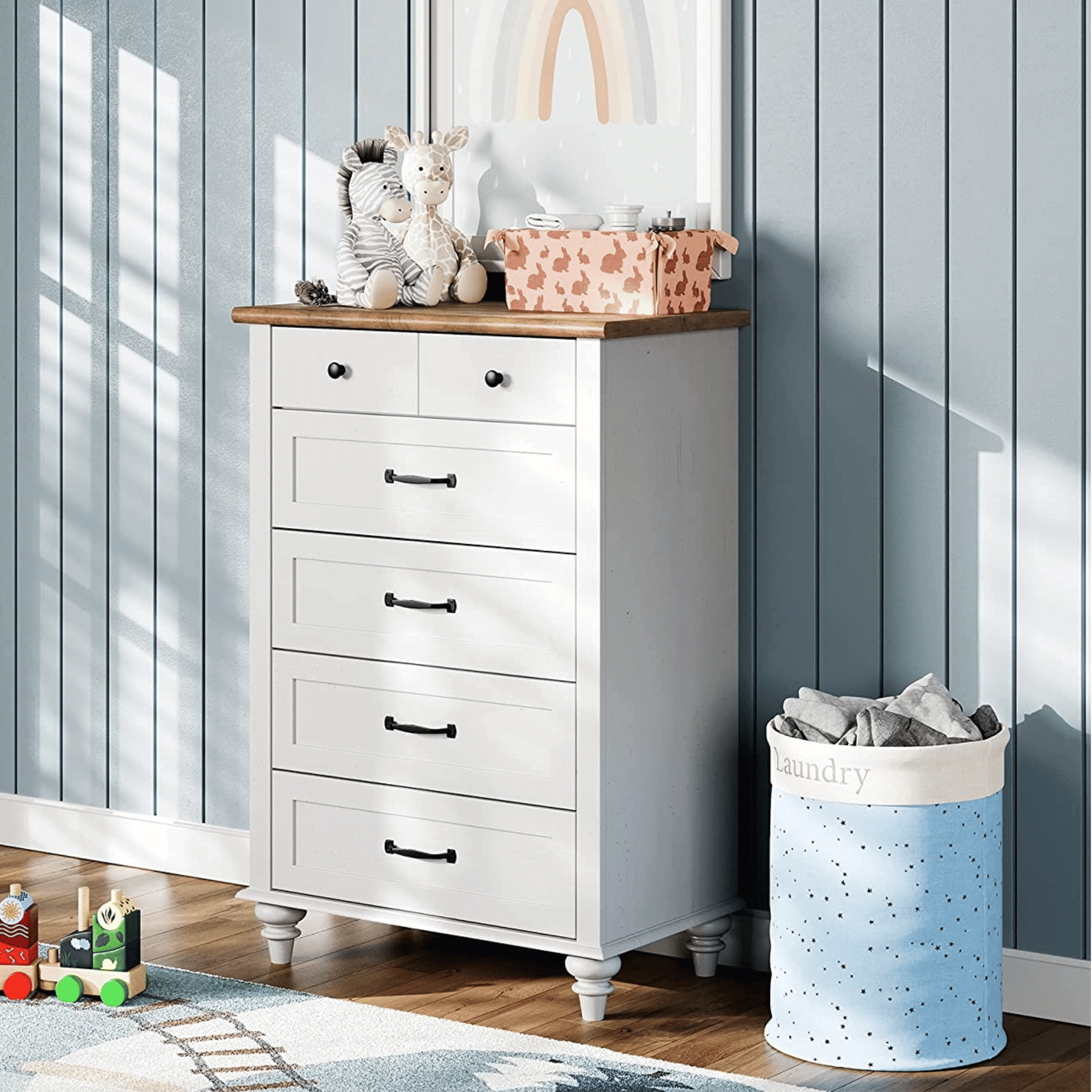  WAMPAT Dresser for Bedroom with 3 Drawers, White Kids
