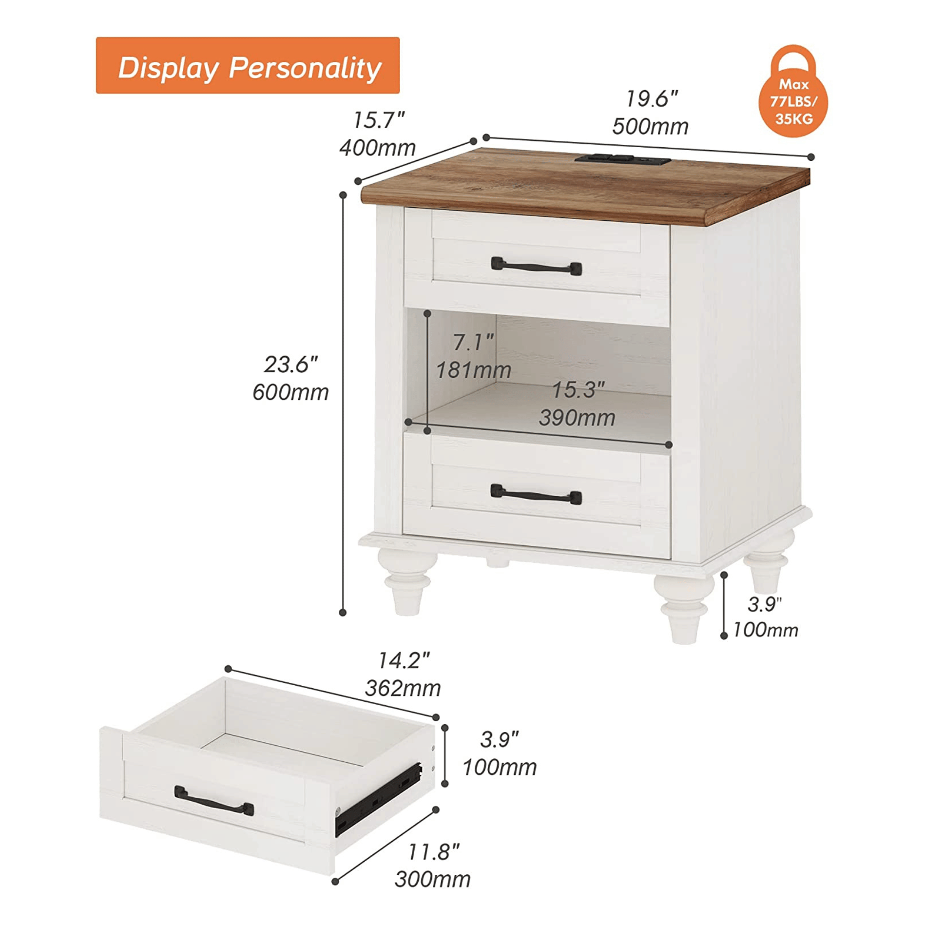 WAMPAT 47" Baby Dresser for Nursery with 6 Drawers, Changing Table for Baby, White