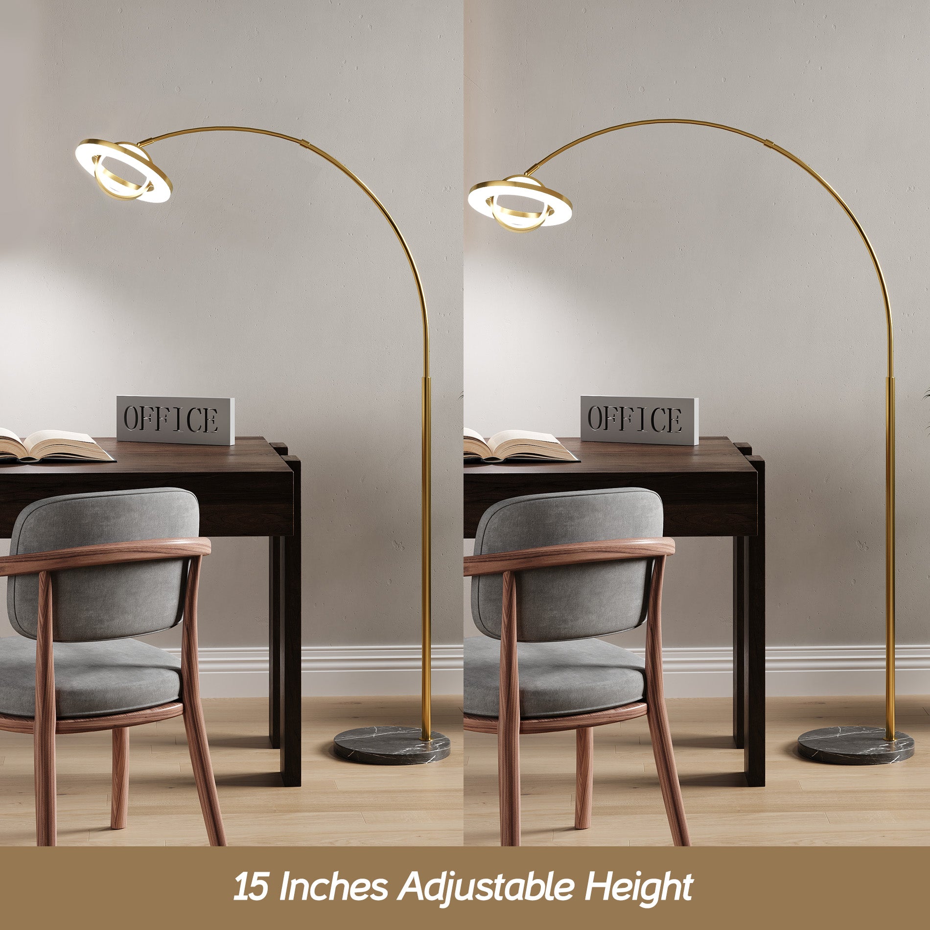 WAMPAT Arc Floor Lamp, 30W/3000LM LED Modern Night Bright Lamps,Tall Standing Light for Bedroom,Living Room