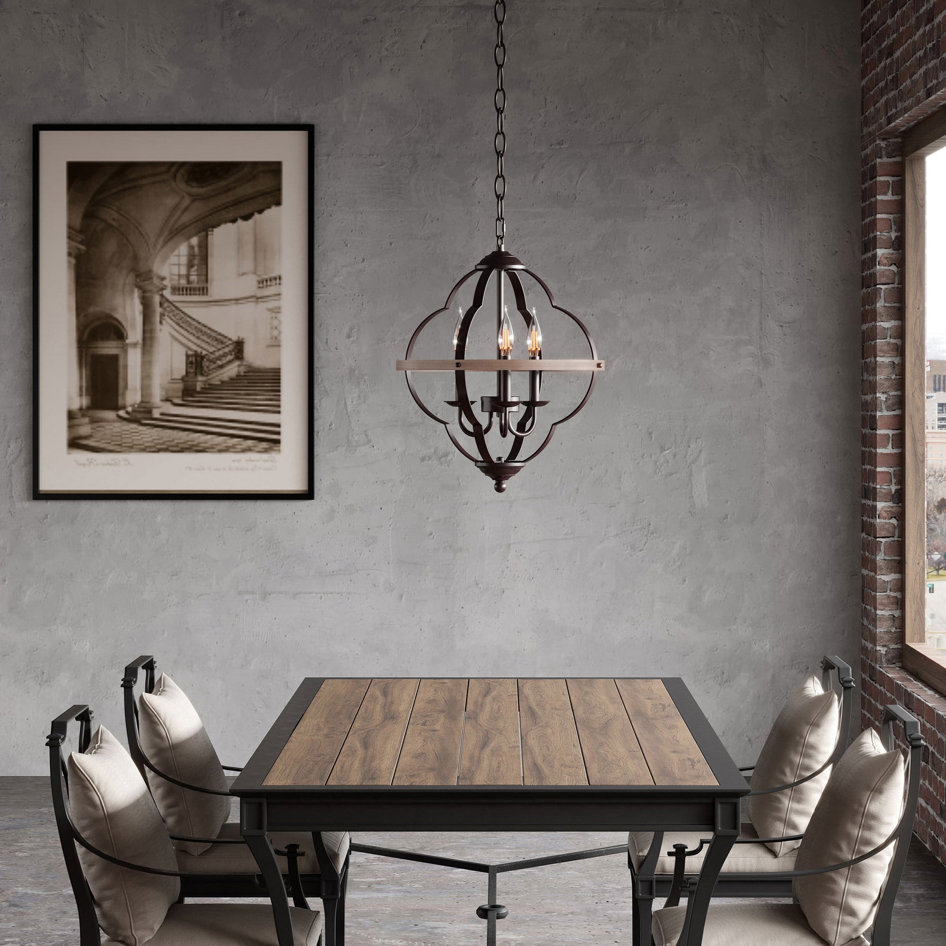 WAMPAT 3-Light Farmhouse Metal Chandelier, Rustic Vintage Chandelier, Foyer Light with Adjustable Height