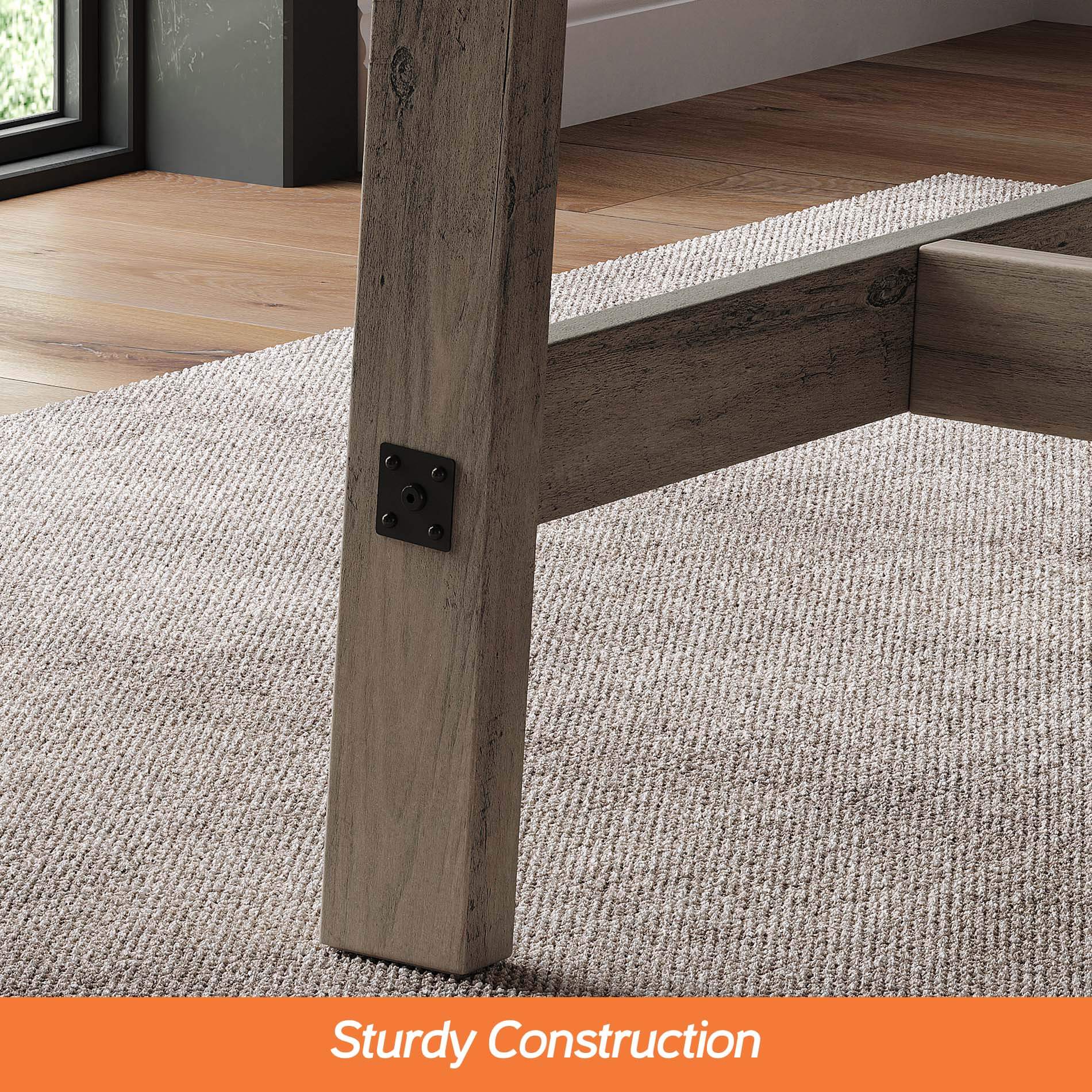 WAMPAT 67.7" Modern Wood Dining Room Table, Rustic Grey