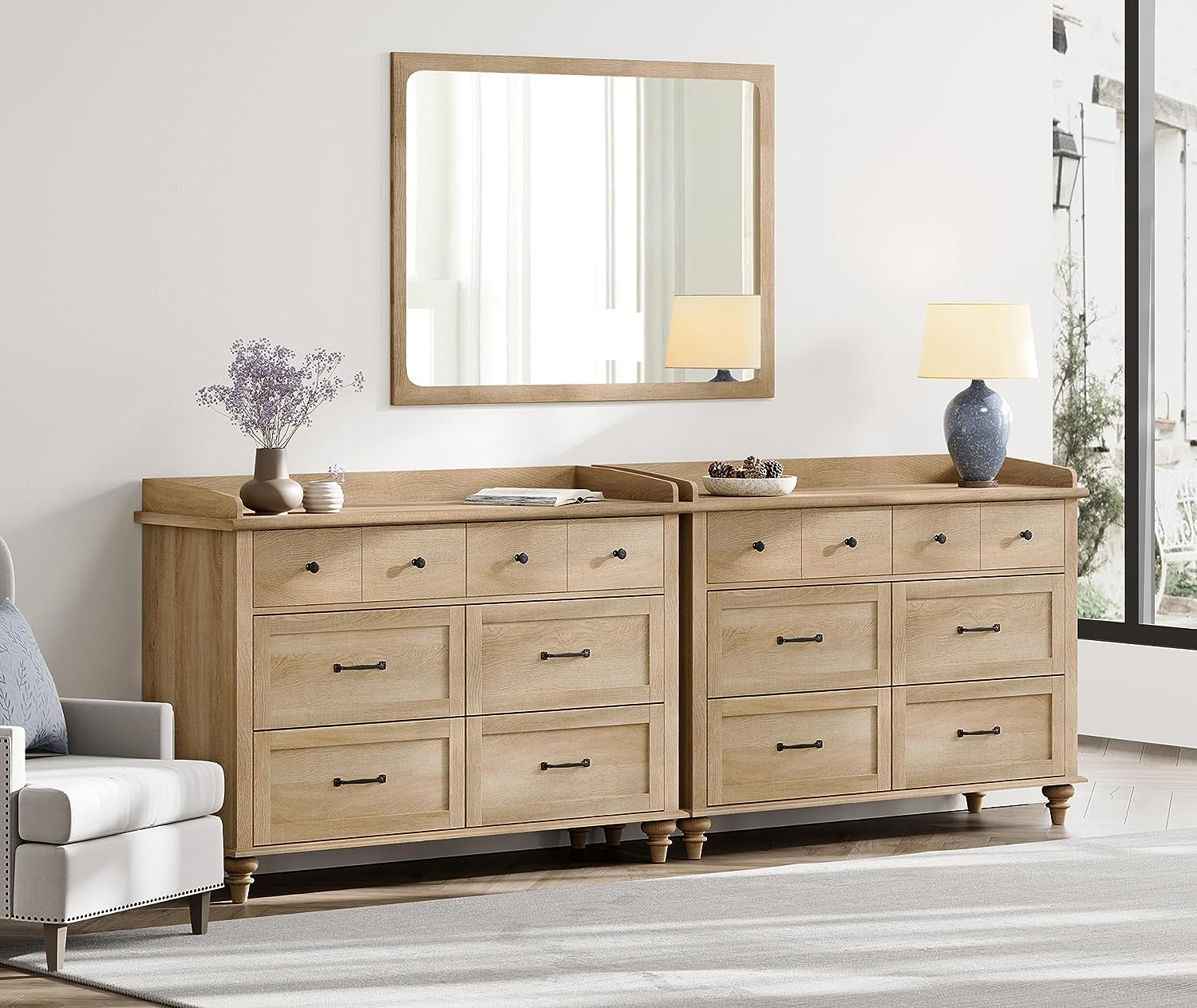 WAMPAT 47" Baby Dresser for Nursery with 6 Drawers, Changing Table for Baby