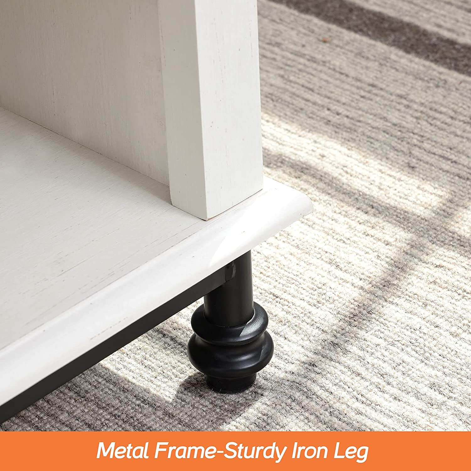 WAMPAT 42" Farmhouse Coffee Table with 1 Drawer & Open Storage Shelf for Living Room, Yellow LED Light, White