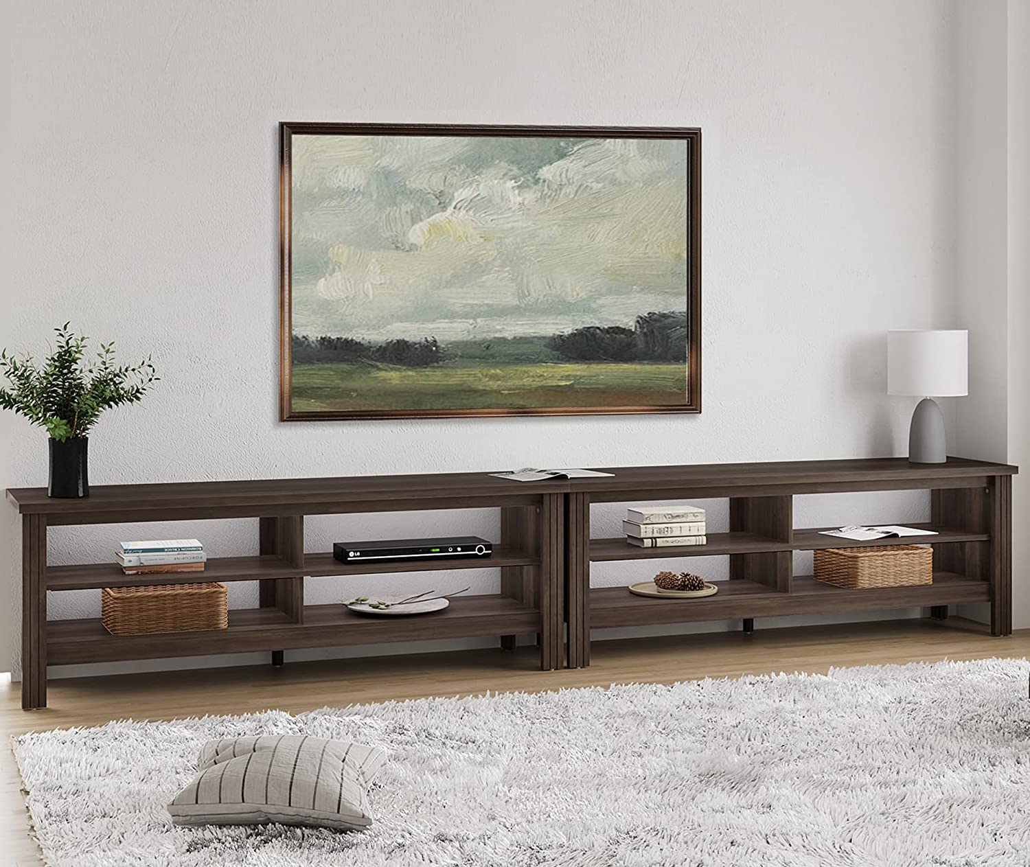 WAMPAT 118" TV Stand for 80 85 90 100 Inch TV, Entertainment Center for Living Room Bedroom, Espresso