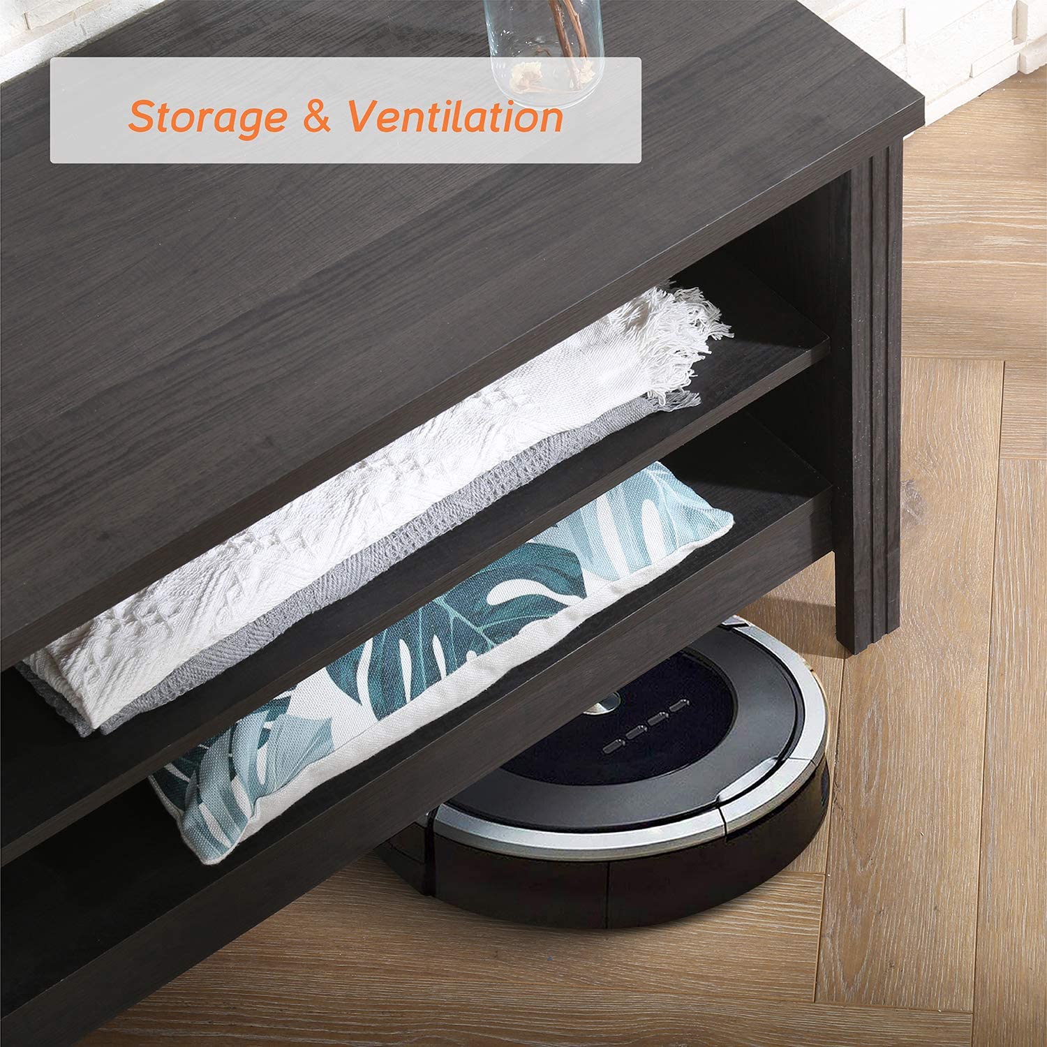 WAMPAT 118" TV Stand for 80 85 90 100 Inch TV, Entertainment Center for Living Room Bedroom, Black