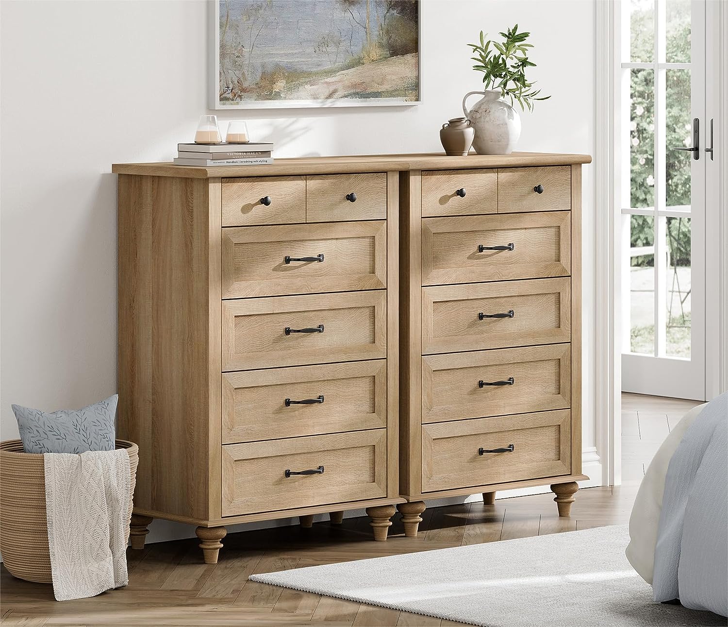 WAMPAT 27" Small Dresser for Bedroom with 5 Drawers, Tall Kids Dressers for Small Space, White