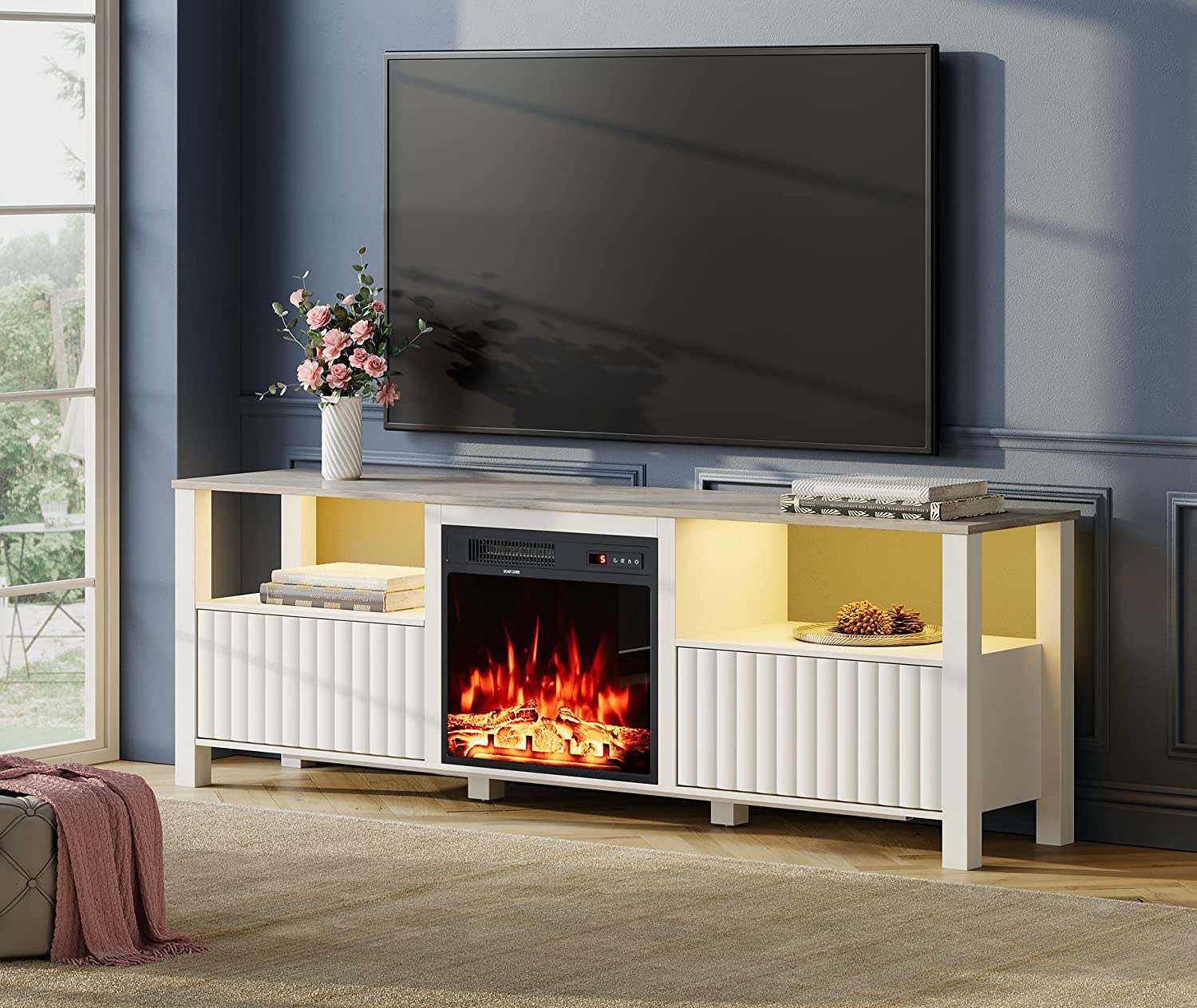 Fireplace entertainment center for deals 75 inch tv