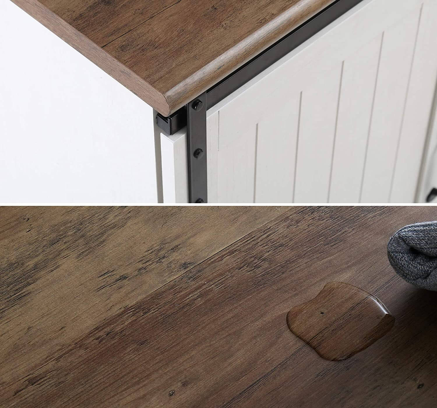 WAMPAT 35" Rustic Farmhouse Sliding Barn Door Accent Cabinet, White