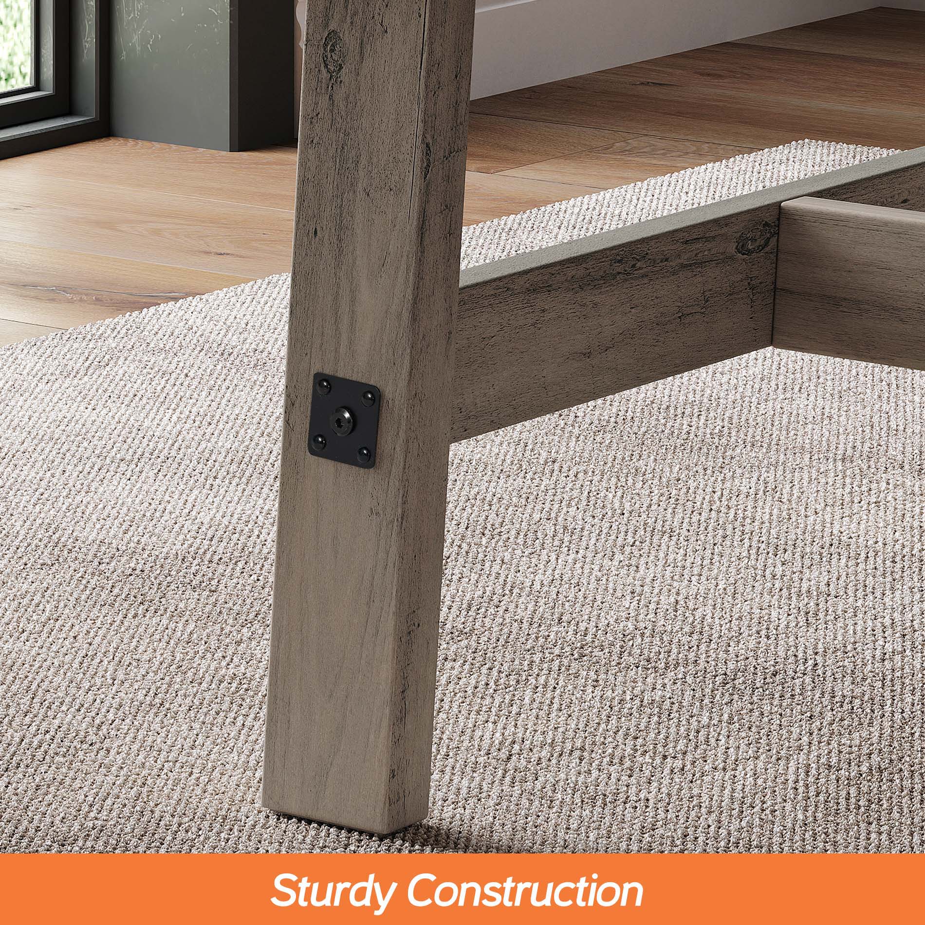 WAMPAT 67.7" 6 Person Modern Wood Dining Room Table, Rustic Grey