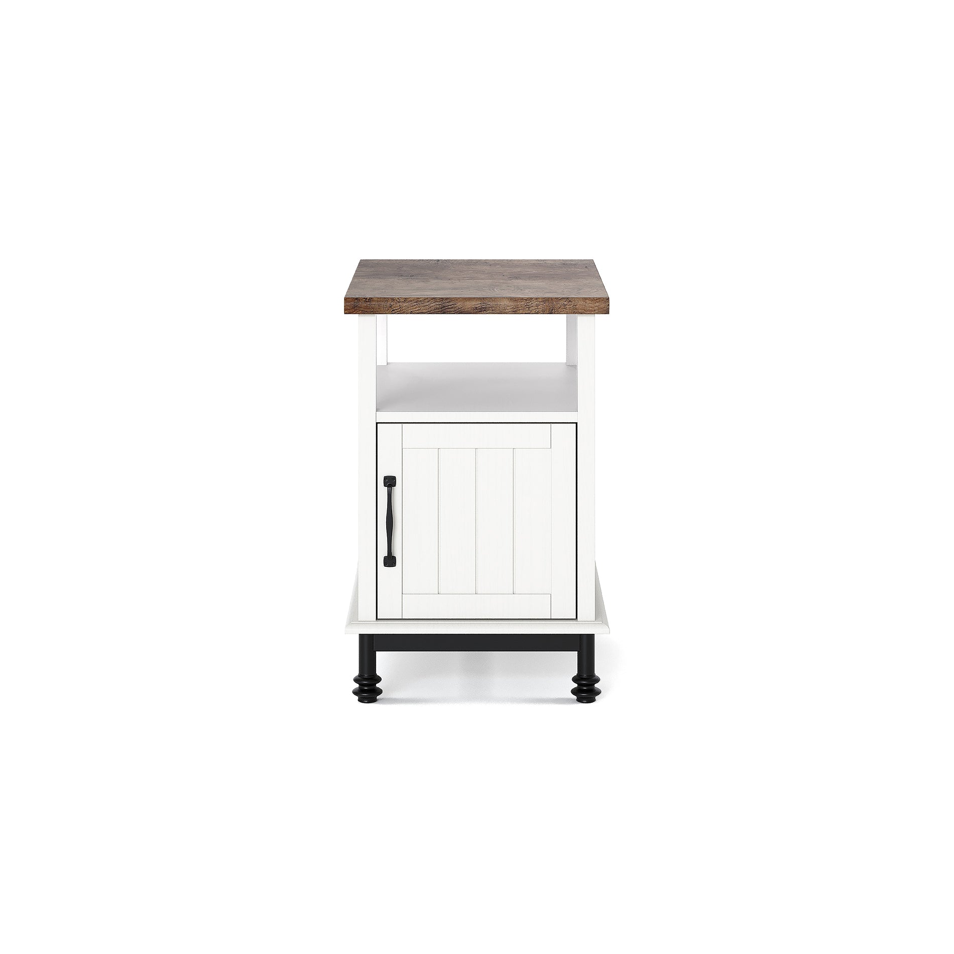 WAMPAT 24" Farmhouse Nightstand, Premium Wood Accent End Side Table, White