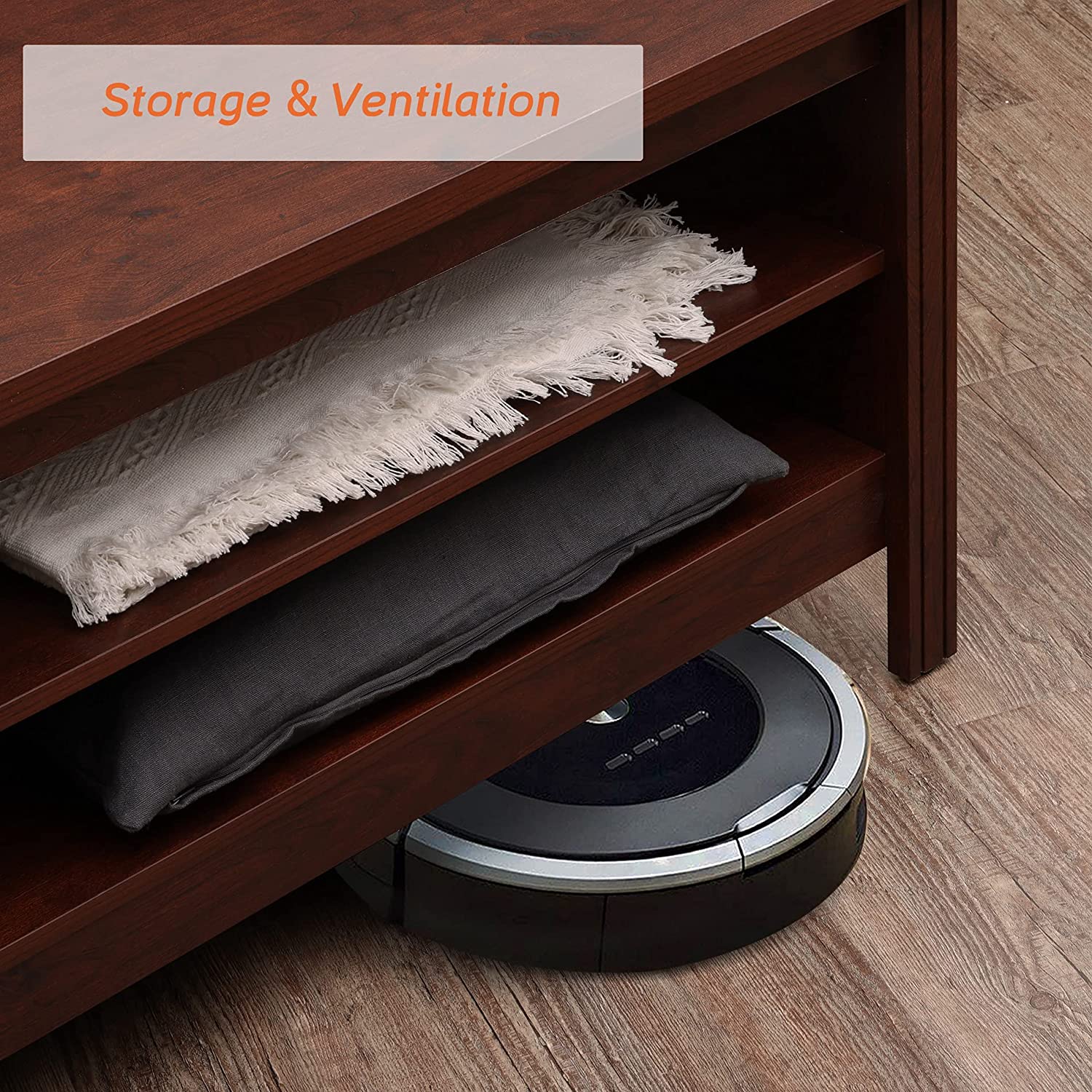 WAMPAT 118" TV Stand for 80 85 90 100 Inch TV, Entertainment Center for Living Room Bedroom, Brown