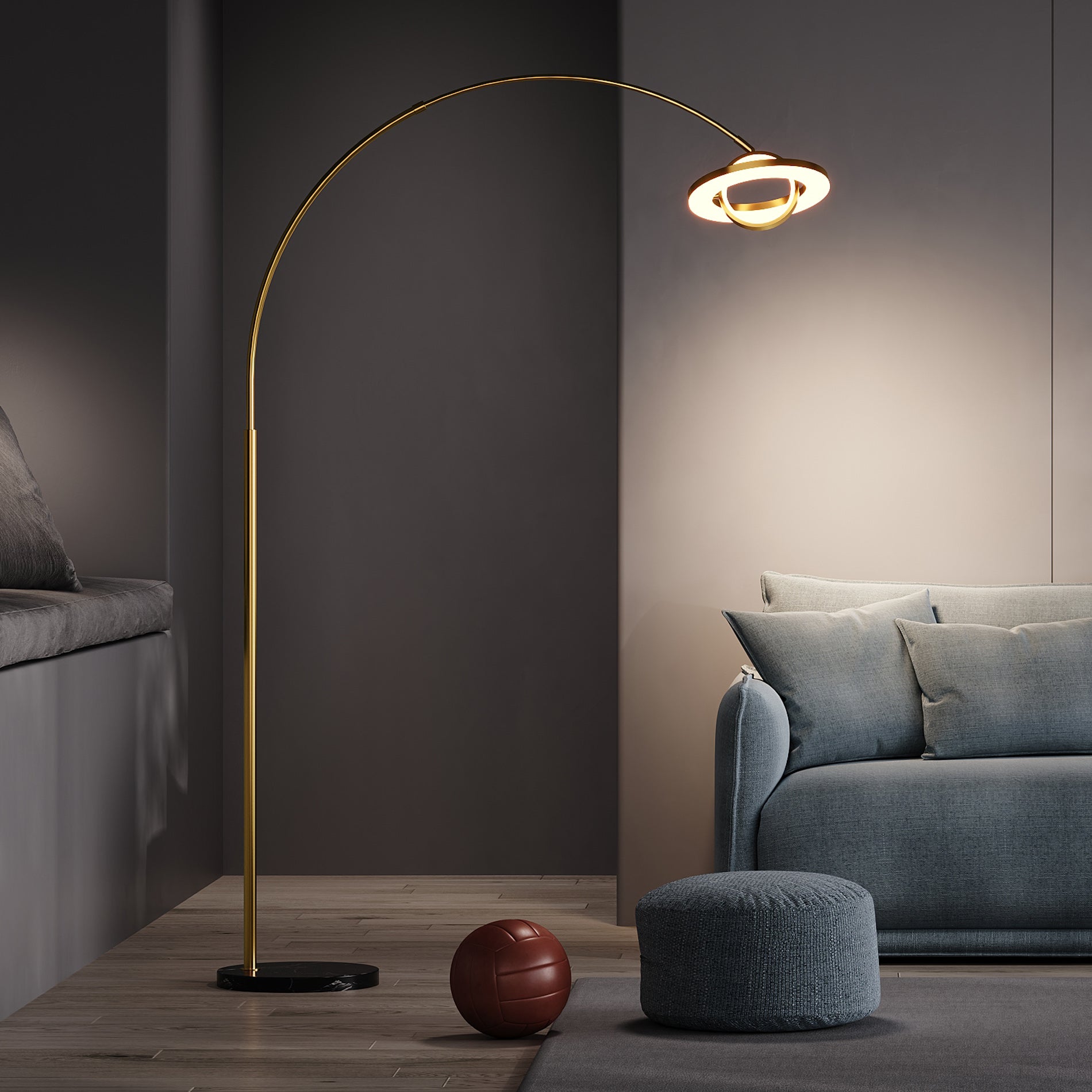 WAMPAT Arc Floor Lamp, 30W/3000LM LED Modern Night Bright Lamps,Tall Standing Light for Bedroom,Living Room