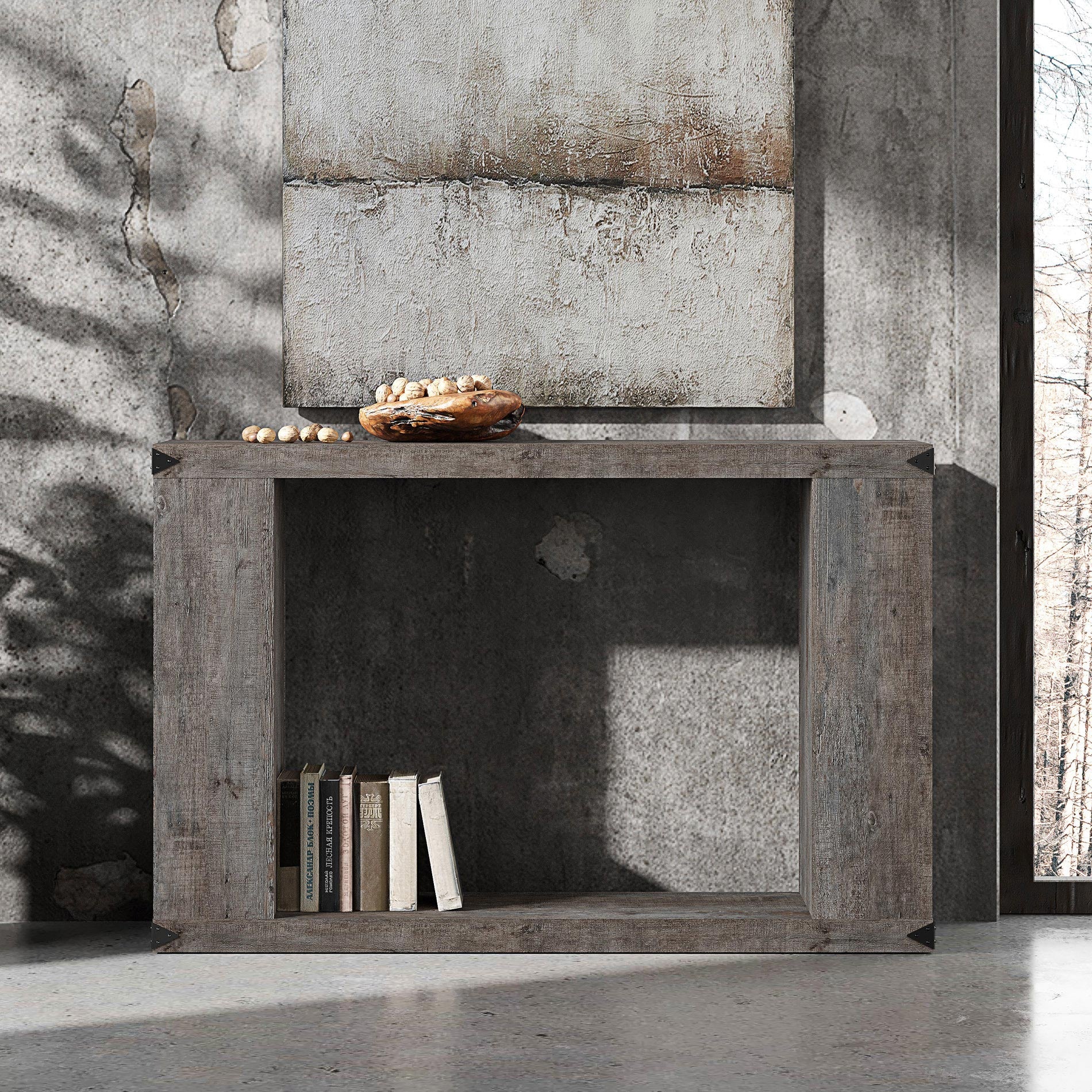 WAMPAT 46" Farmhouse Console Table Narrow Wood Extra Long Accent Entry Table for Hallway, Vintage Grey