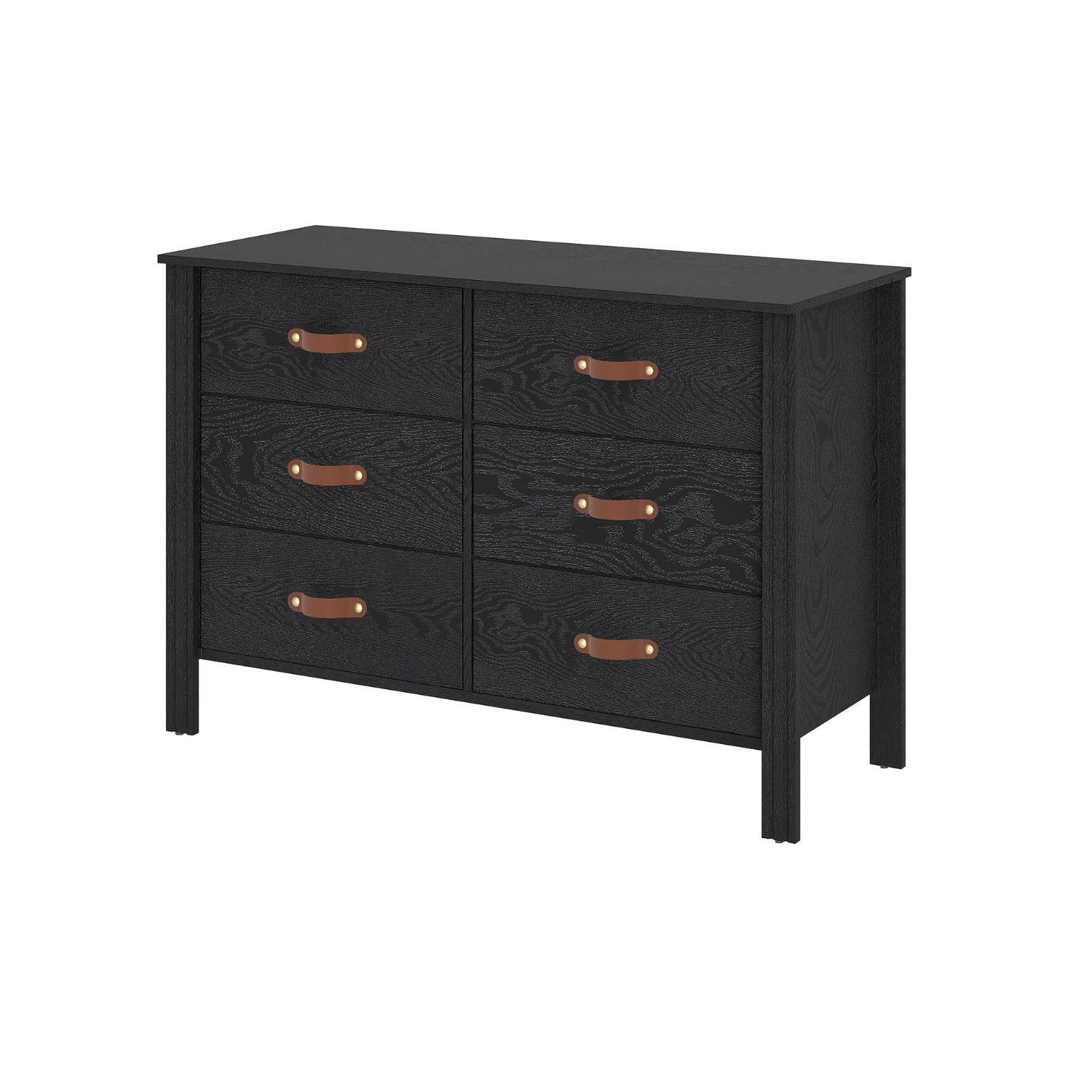 WAMPAT Dresser TV Stand, Wood Entertainment Center with 6 Fabric Drawers, Chest of Drawers for Living Room, Bedroom, Hallway