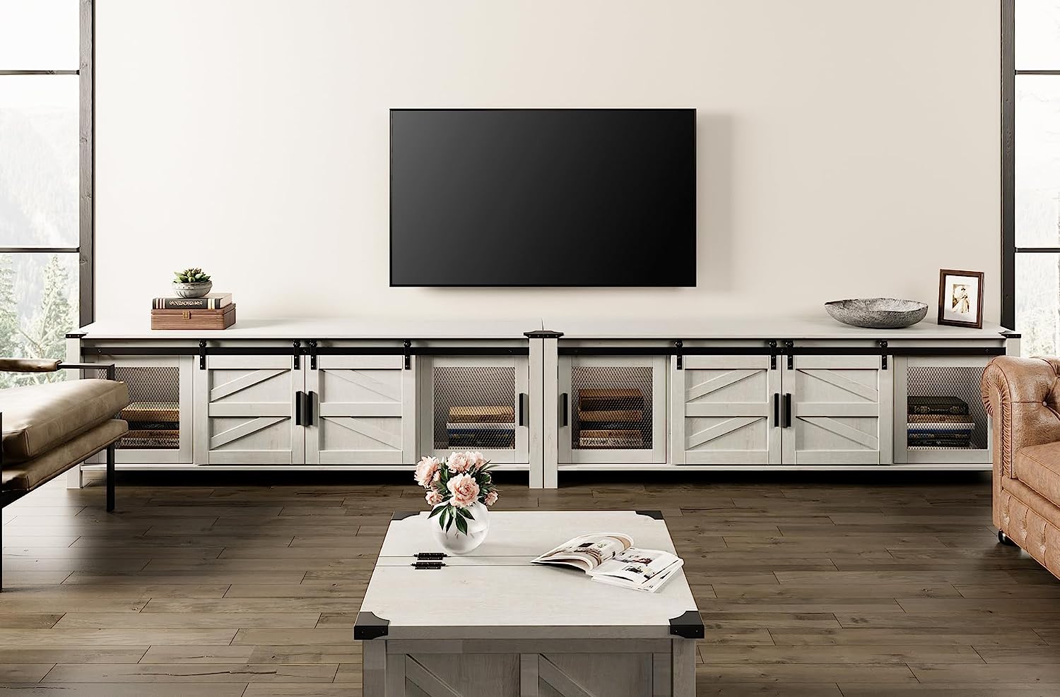 Farmhouse tv stand for deals 75 inch tv