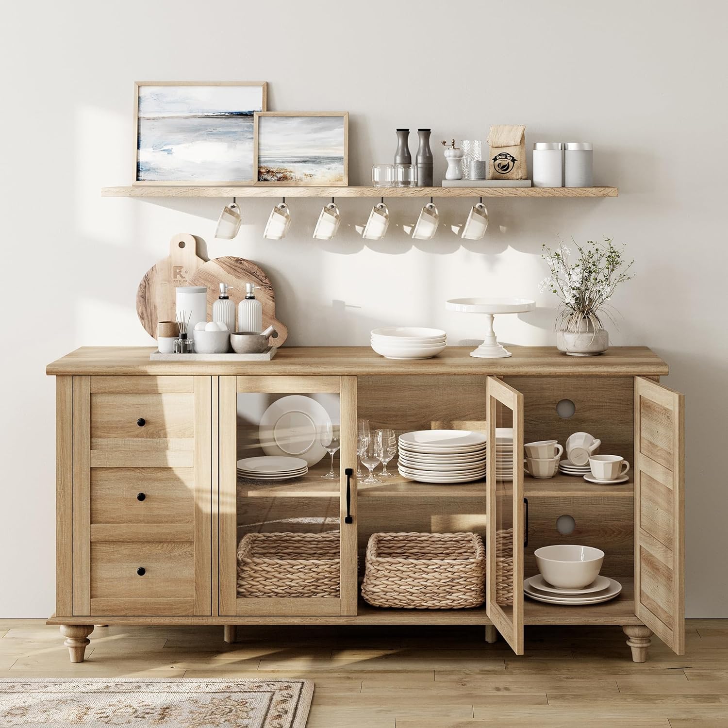 Wood buffet deals storage cabinet