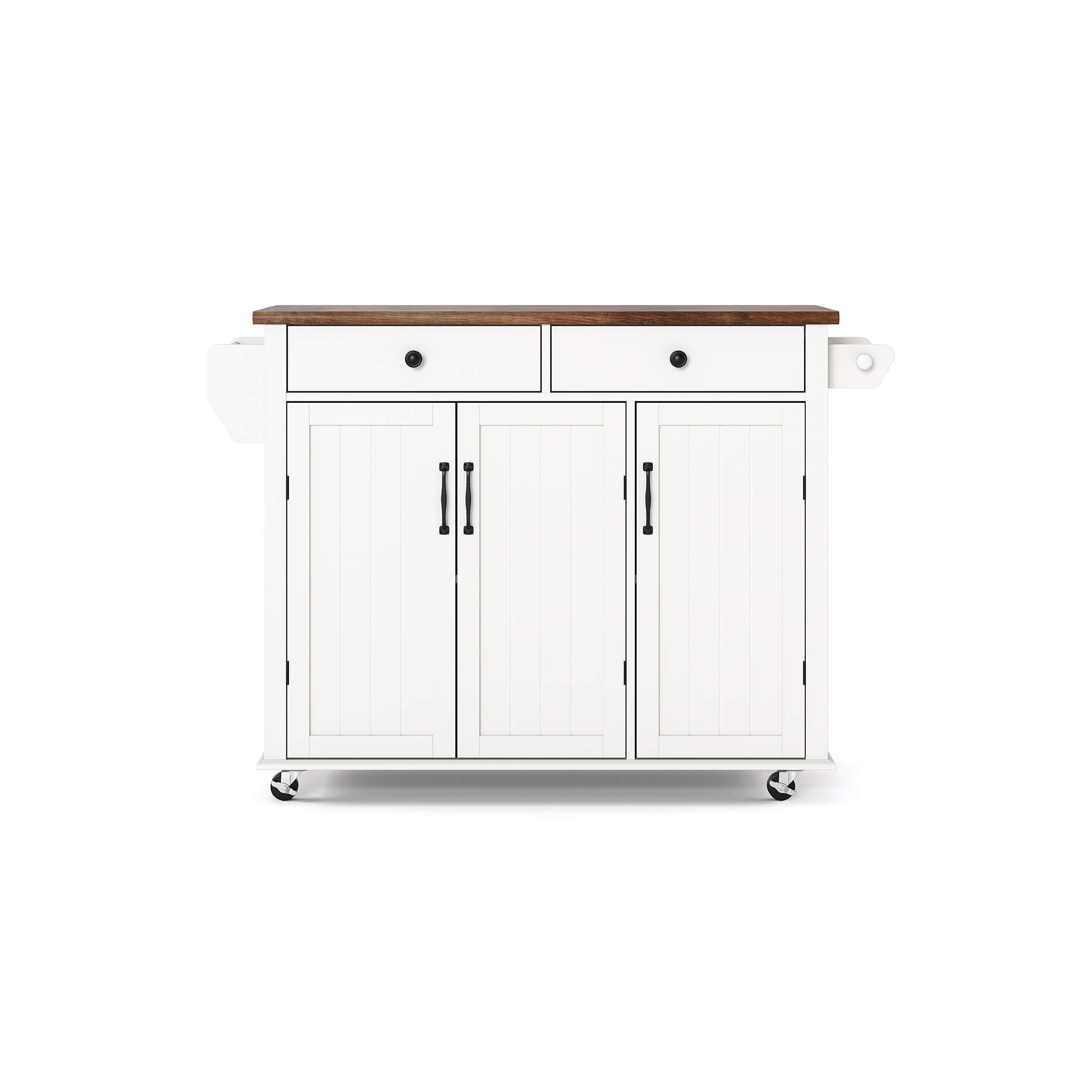 WAMPAT 49" Kitchen Island with Drawer & Storage Cabinet, White