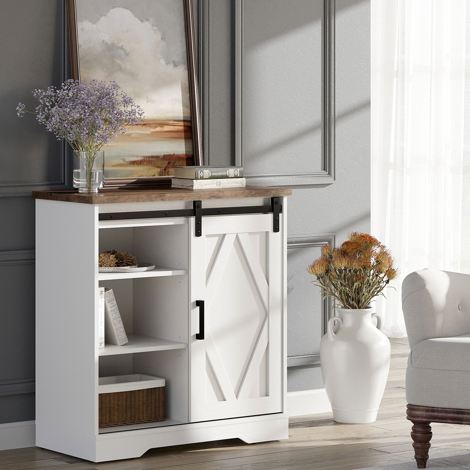 Coffee bar online cabinet white